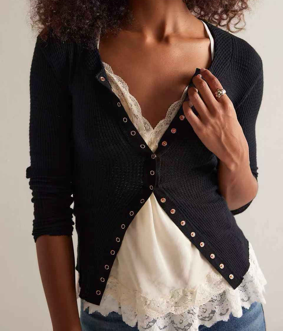 Women's Soft Knit Long Sleeve Cardigan Button Front Lightweight Spring Fall