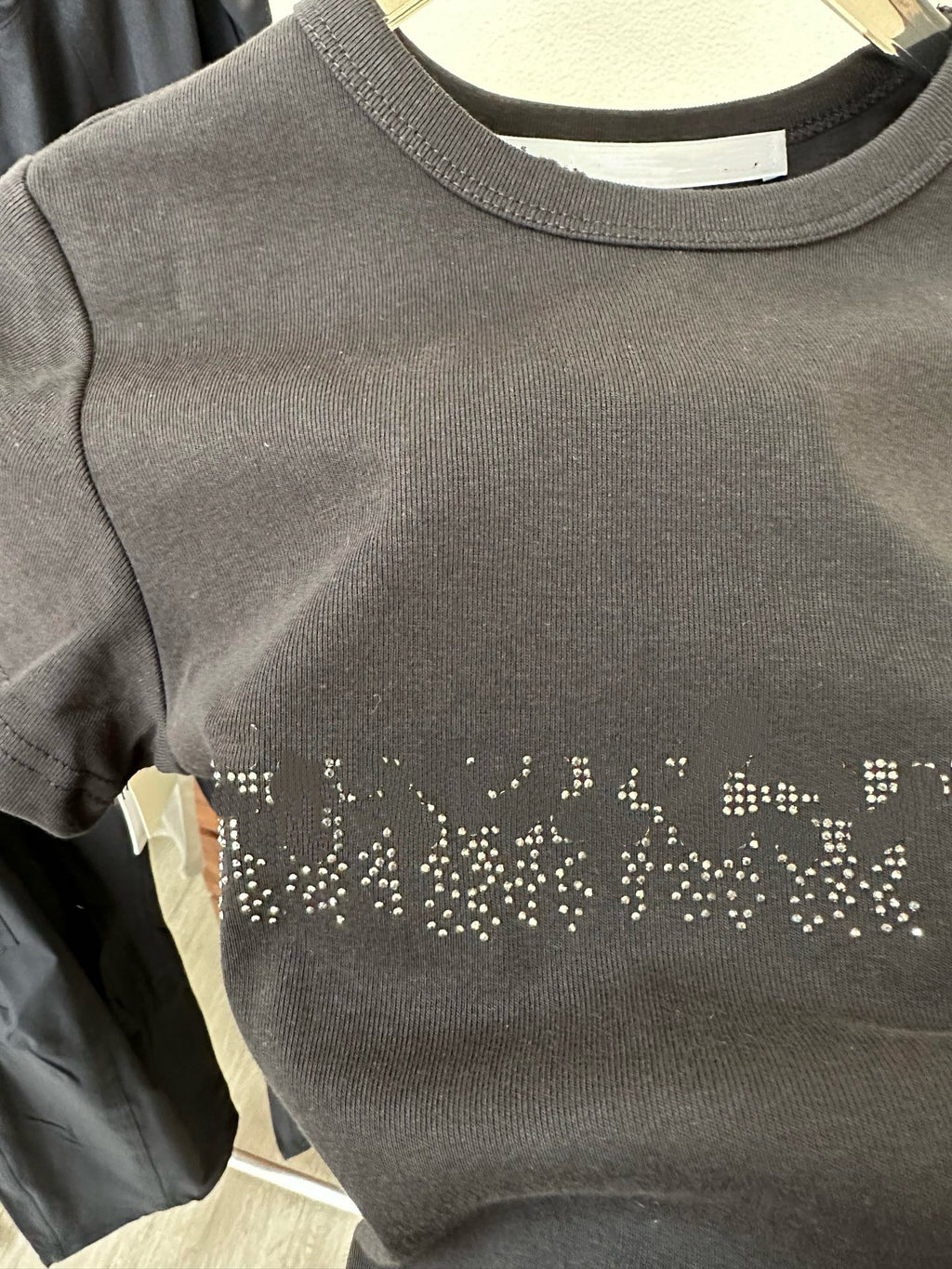 Women's Sparkle Rhinestone Short Sleeve Slim Fit Cotton Blend T-Shirt