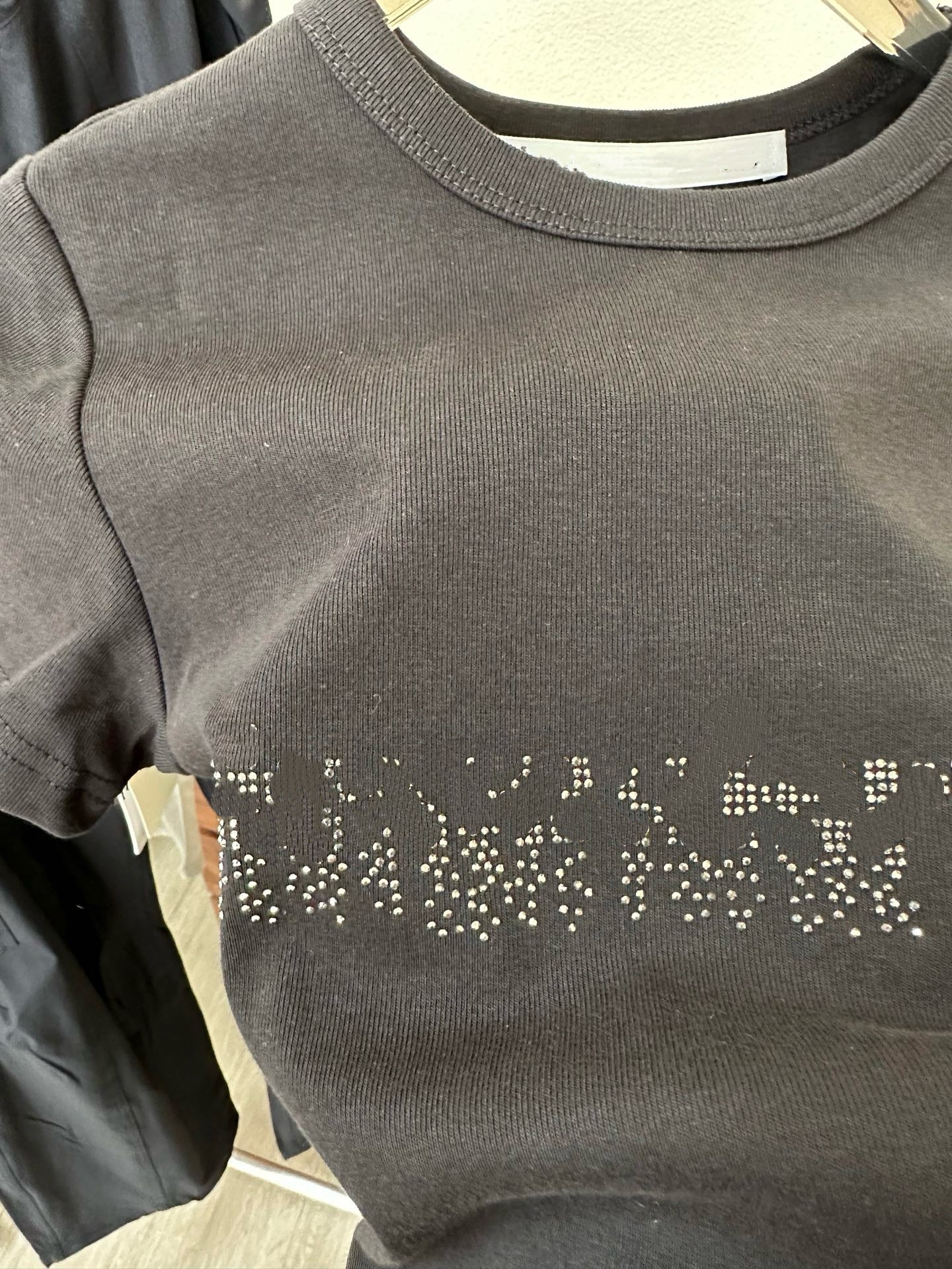 Women's Sparkle Rhinestone Short Sleeve Slim Fit Cotton Blend T-Shirt