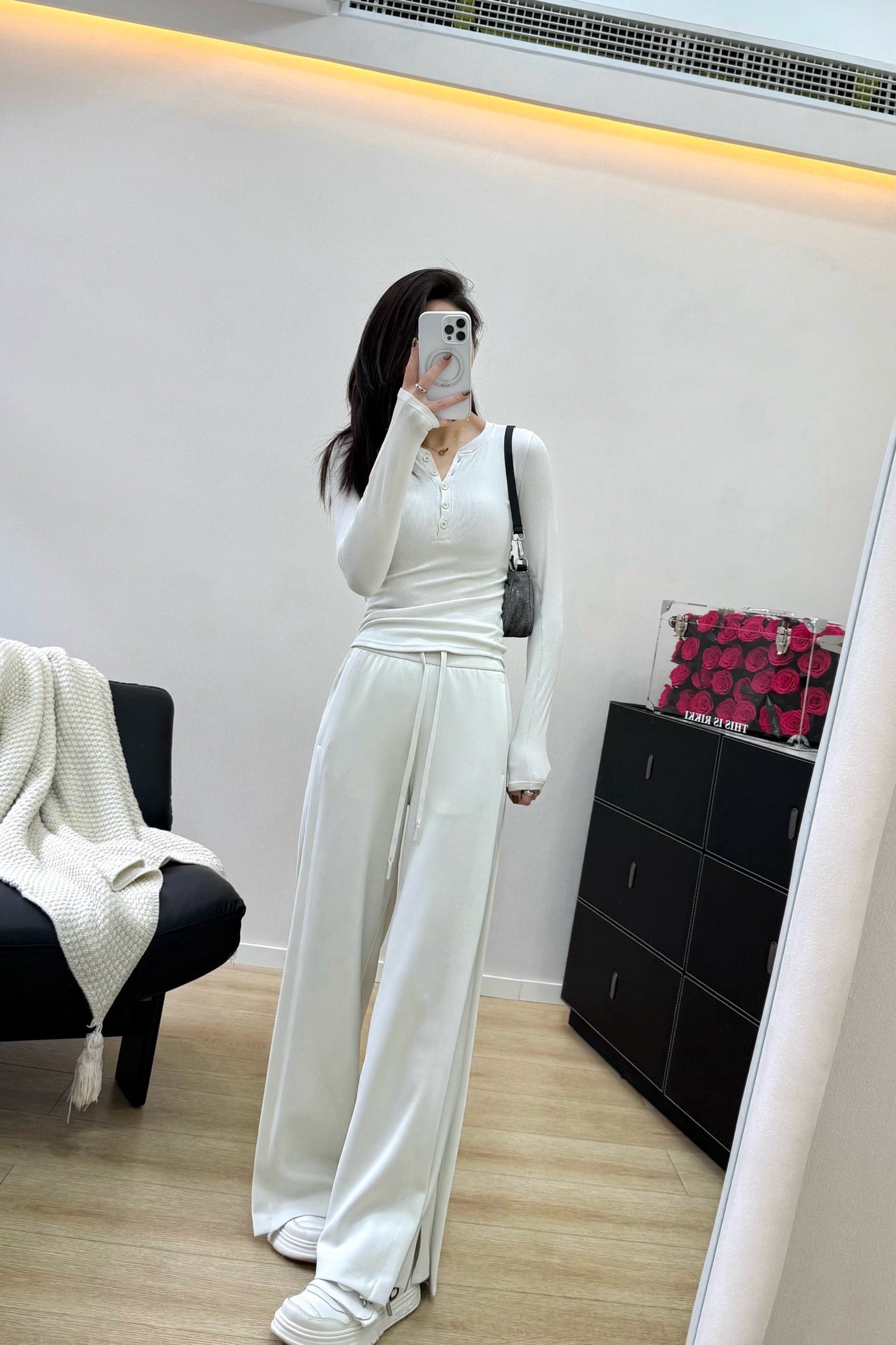 Women's Softstreme Wide-Leg Pants With Contrast Ribbed Design For Spring Autumn