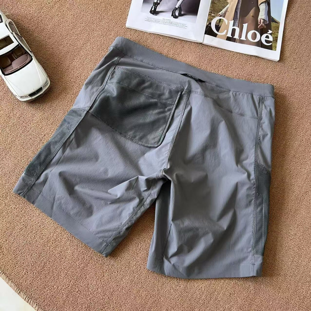 Unisex Quick-Dry Outdoor Hiking Shorts Lightweight Breathable Grey Black