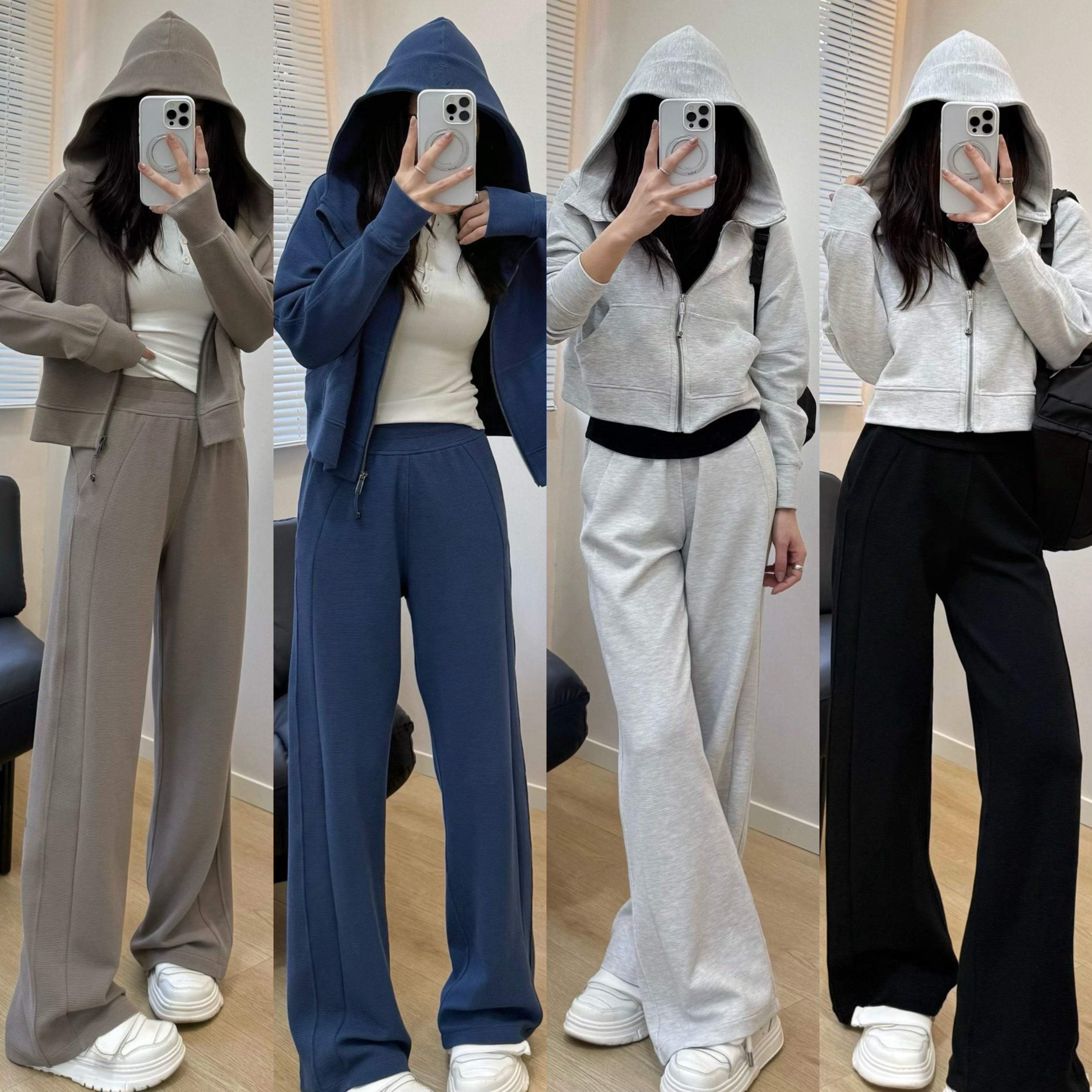 Women's Scu Waffle Texture Activewear Hoodie Pants Set Durable Casual All Seasons Athletic Breathable