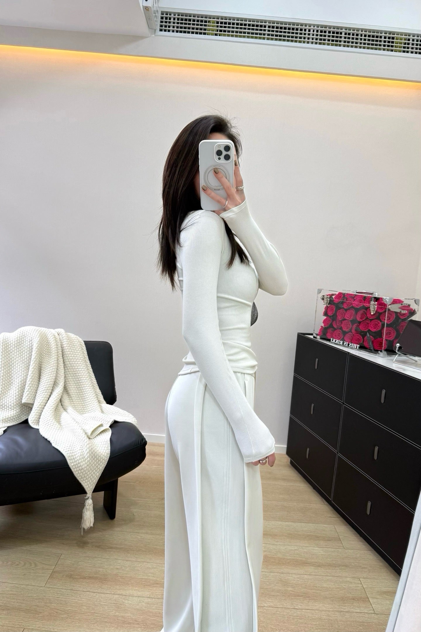 Women's Softstreme Wide-Leg Pants With Contrast Ribbed Design For Spring Autumn