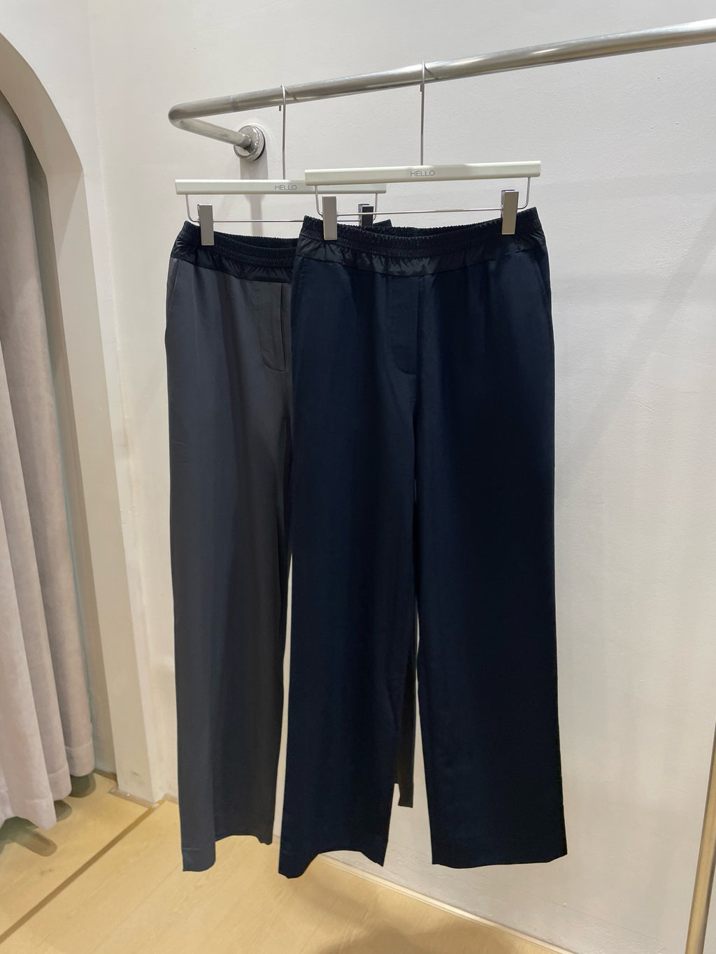 Women's High-Waist Stretchy Wide-Leg Pants Dark Blue Dark Grey S M L