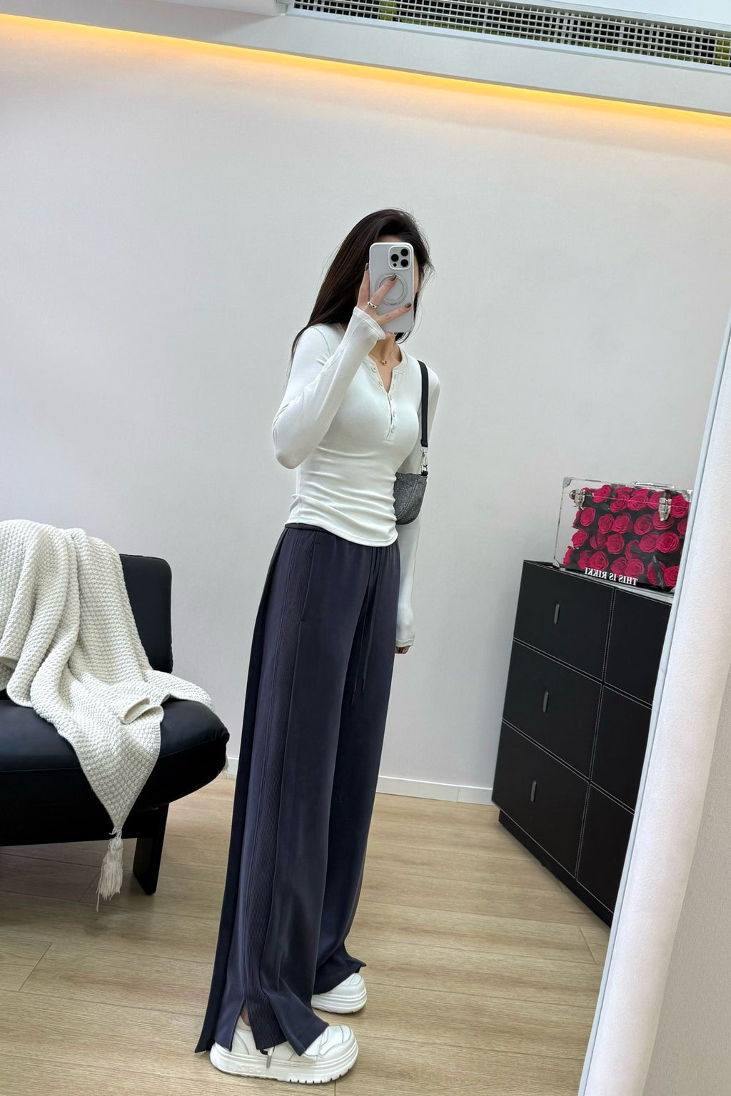 Women's Softstreme Wide-Leg Pants With Contrast Ribbed Design For Spring Autumn