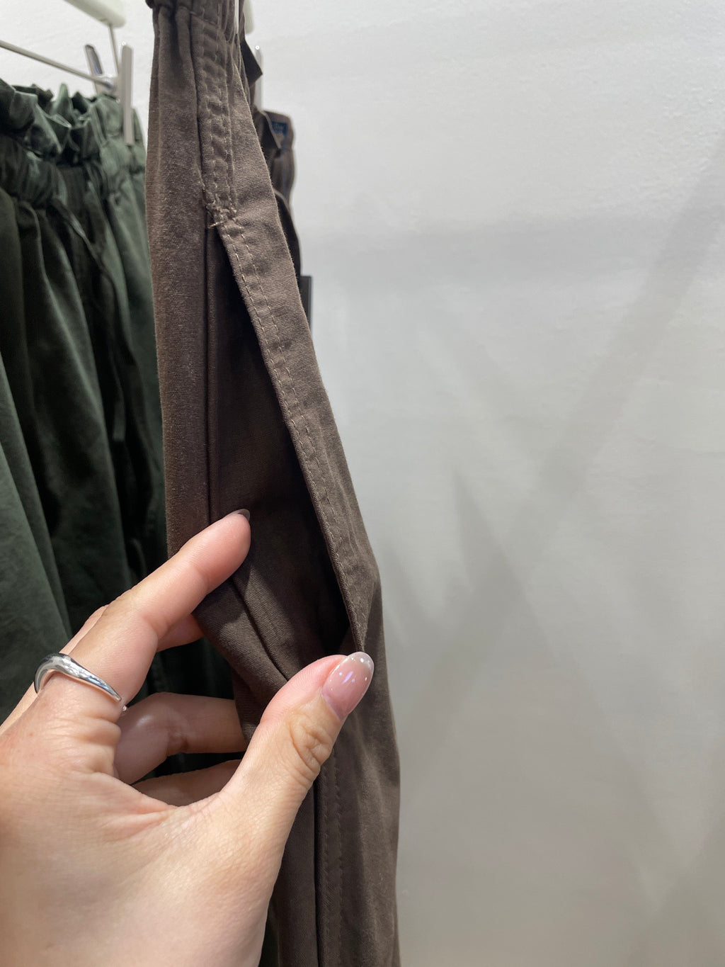 Women's Spring Cotton Blend Casual Pants Loose Fit Drawstring Waist Dark Blue Olive Green Brown S-M-L