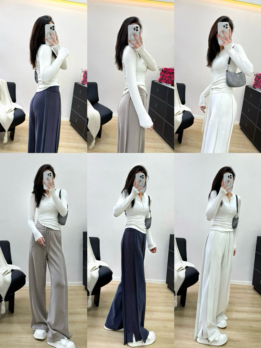 Women's Softstreme Wide-Leg Pants With Contrast Ribbed Design For Spring Autumn