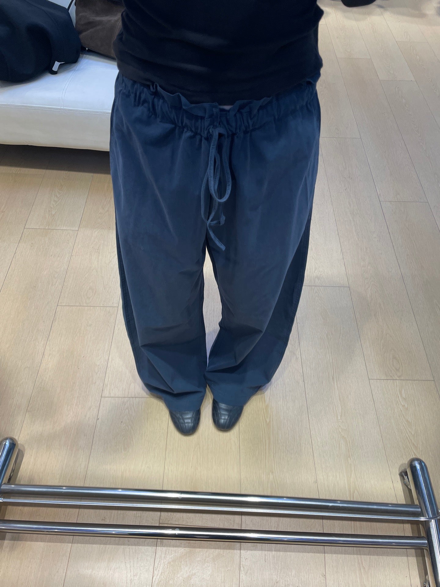 Women's Spring Cotton Blend Casual Pants Loose Fit Drawstring Waist Dark Blue Olive Green Brown S-M-L