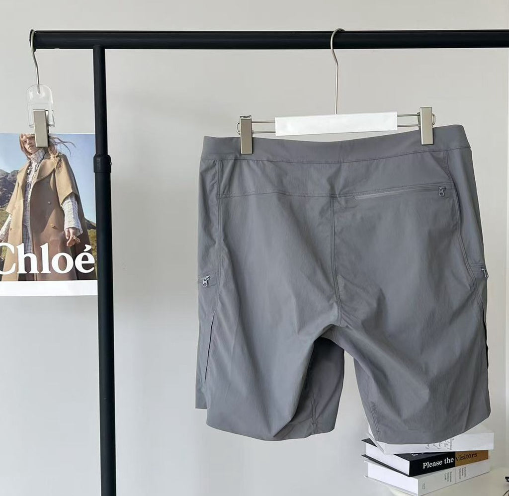 Unisex Quick-Dry Outdoor Hiking Shorts Lightweight Breathable Grey Black