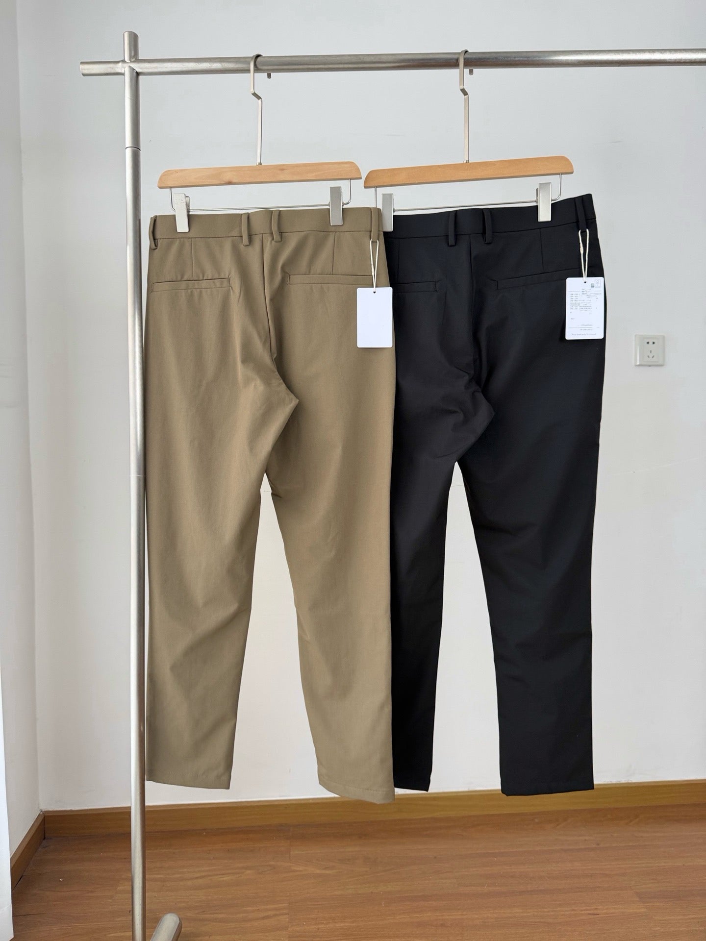 Men's Lightweight Nylon Stretch Casual Pants, Quick-Drying Outdoor Trousers Khaki Black