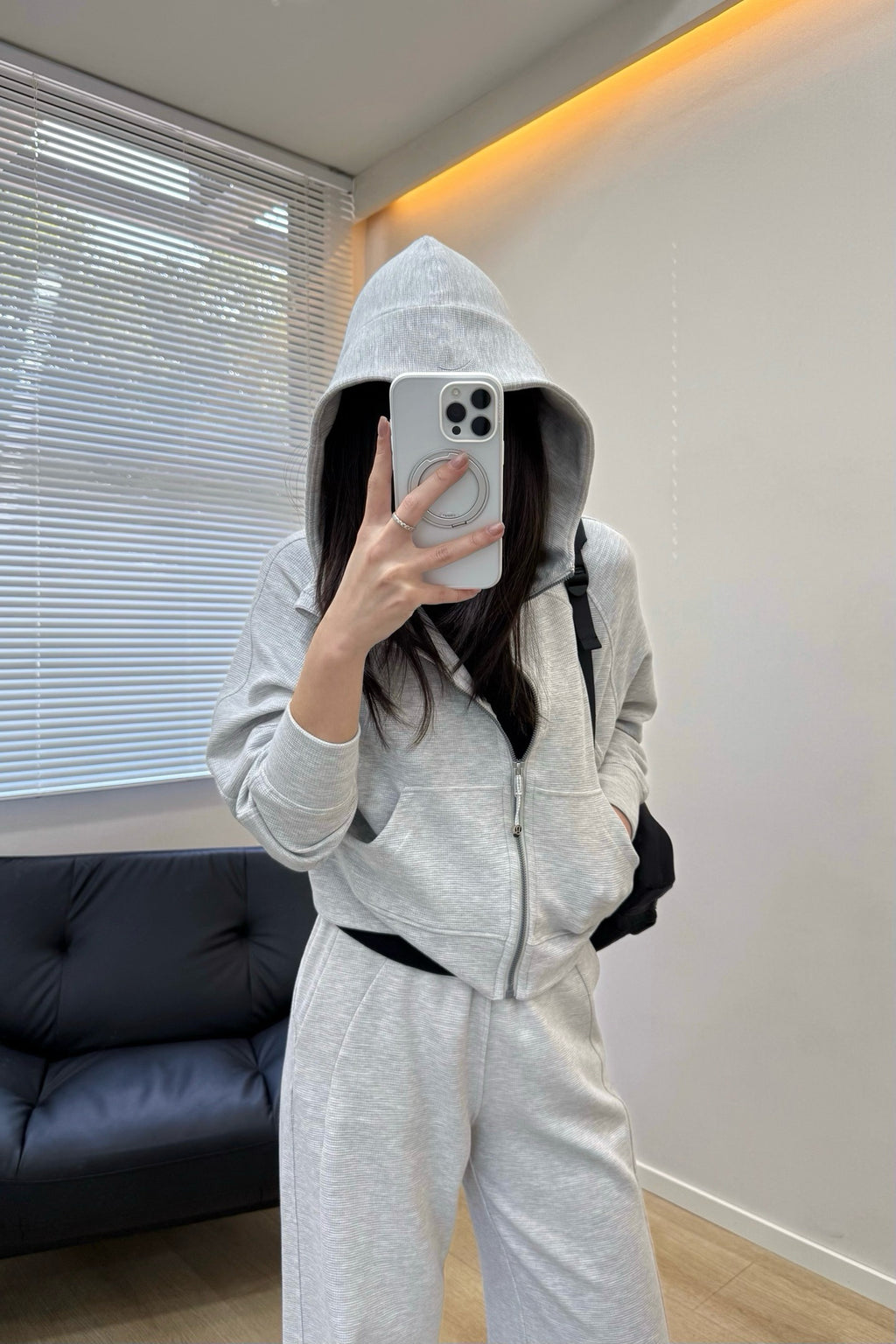 Women's Scu Waffle Texture Activewear Hoodie Pants Set Durable Casual All Seasons Athletic Breathable