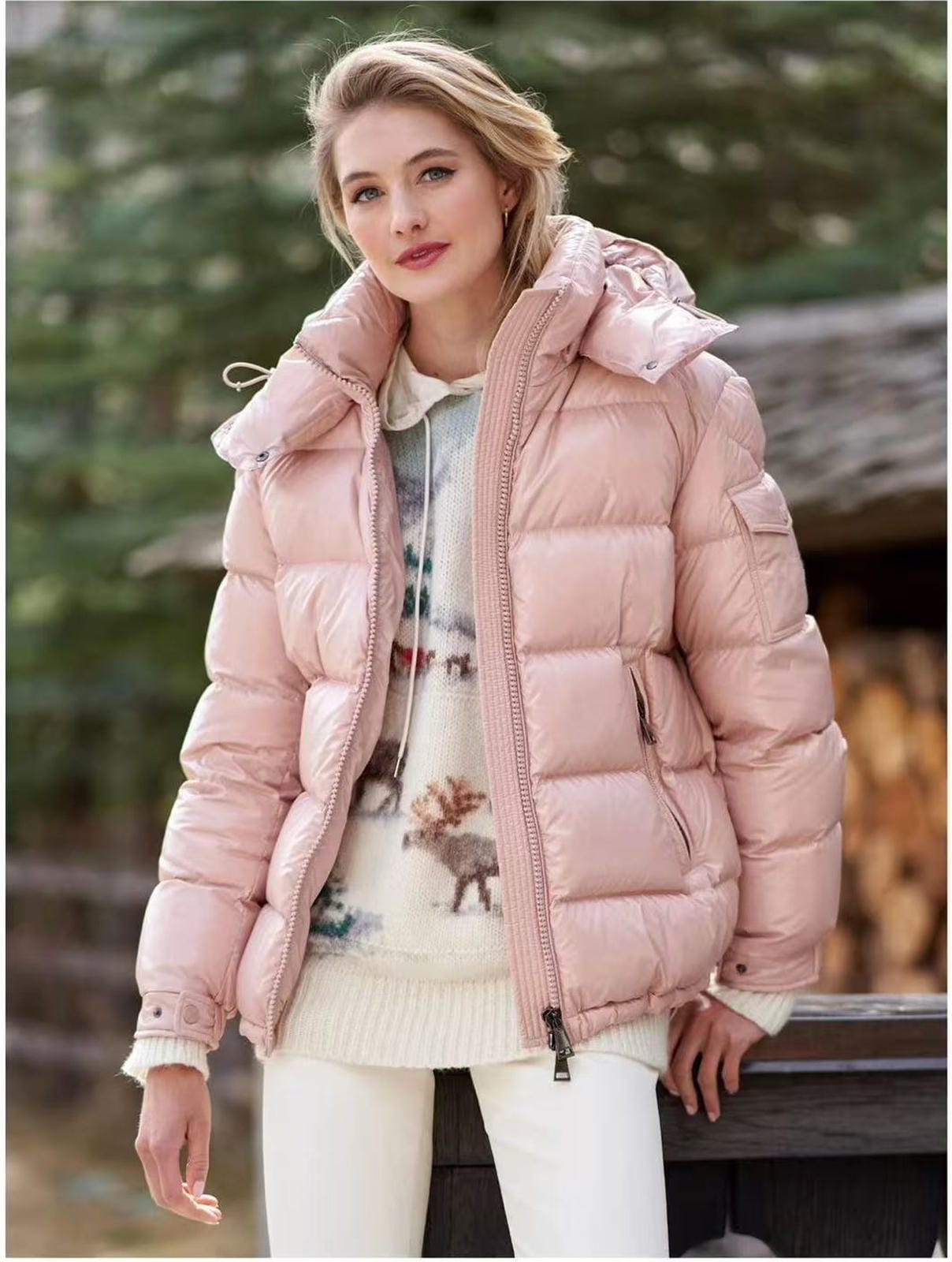 Goose DownJacket hooded  Women Endurable Easy Clean Warm Lightweight 850FP model 1903