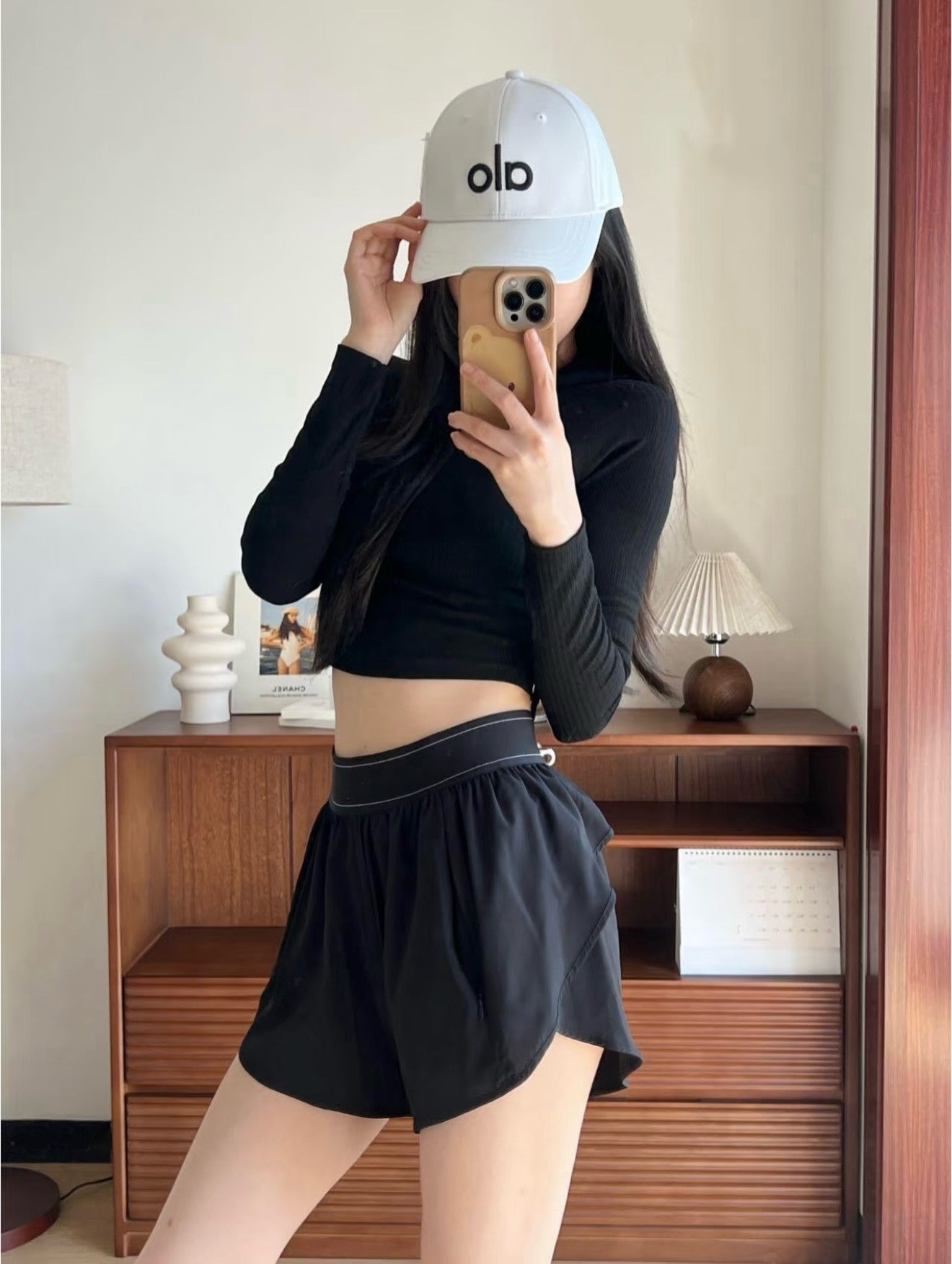 Quick-Dry Breathable Lined Shorts High Waist Webbing Yoga Fitness Running Anti-Exposure Women