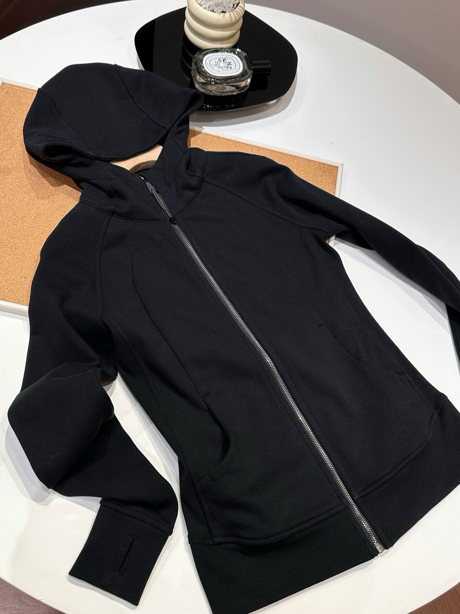 Women’s Slim Fit Thermal Fleece Hoodie 3D Ergonomic Jacket with Side Ribbed Panels Snatched Waist Workout Top for Gym, Yoga & Commute