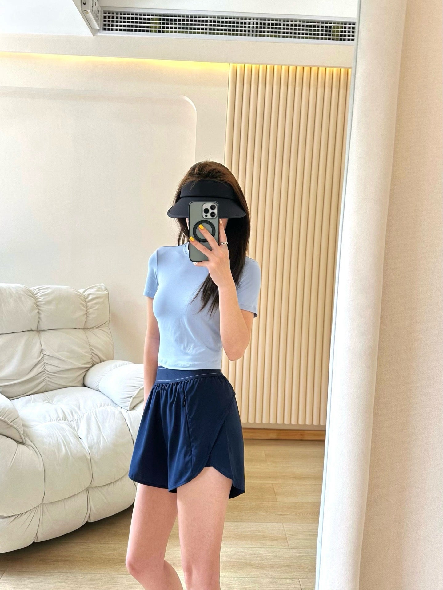 Quick-Dry Breathable Lined Shorts High Waist Webbing Yoga Fitness Running Anti-Exposure Women