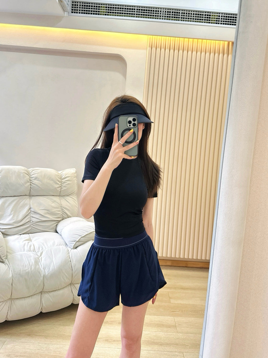 Quick-Dry Breathable Lined Shorts High Waist Webbing Yoga Fitness Running Anti-Exposure Women