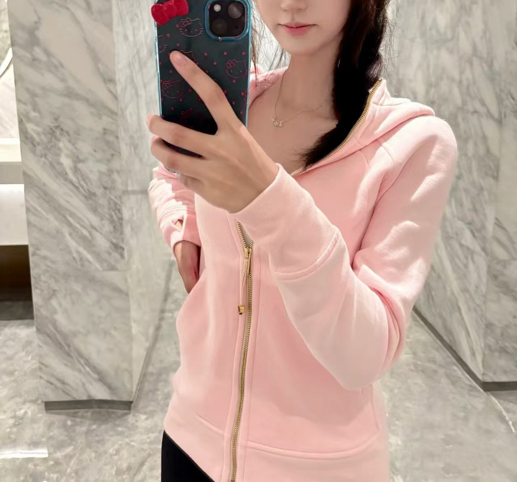Women’s Slim Fit Thermal Fleece Hoodie 3D Ergonomic Jacket with Side Ribbed Panels Snatched Waist Workout Top for Gym, Yoga & Commute