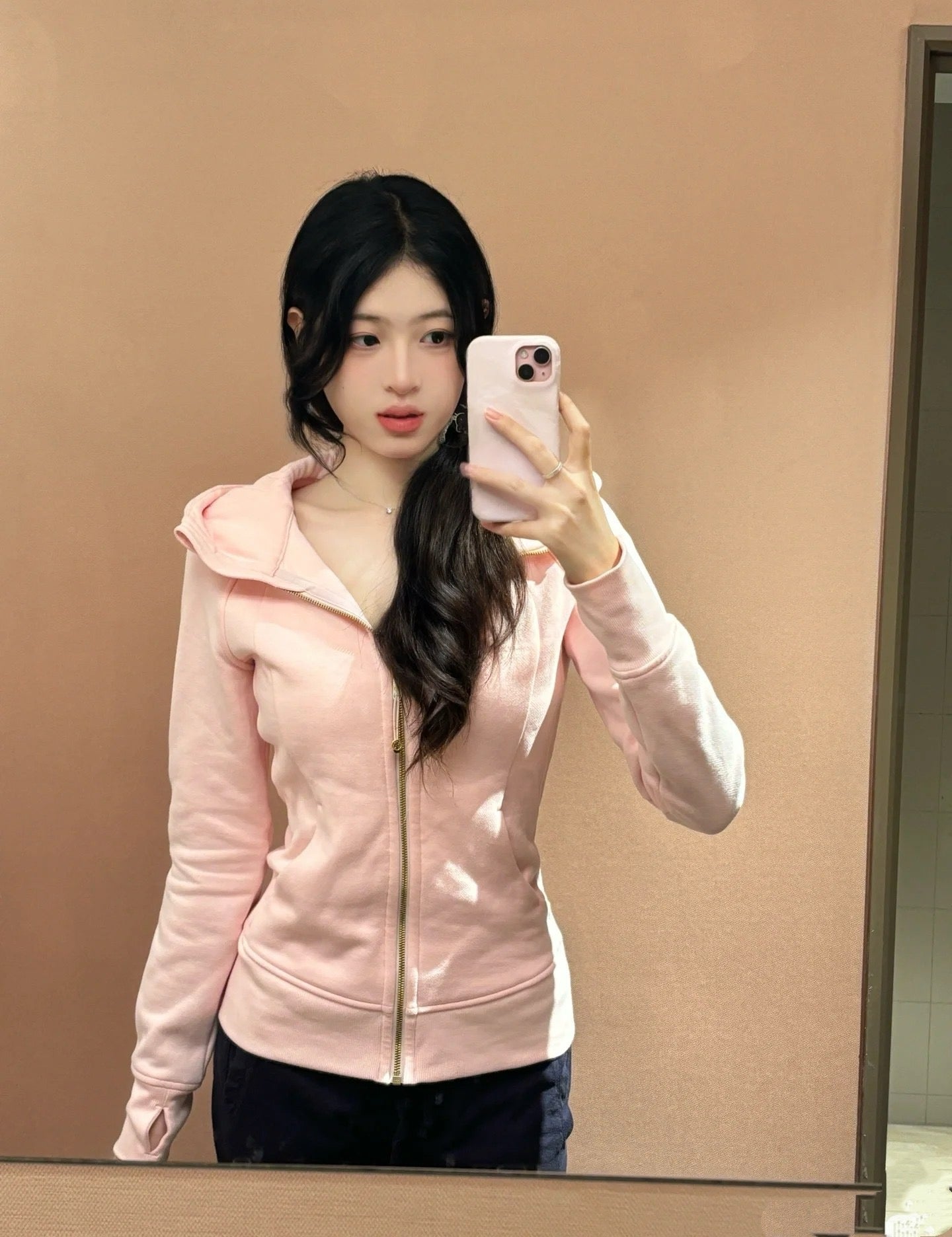 Women’s Slim Fit Thermal Fleece Hoodie 3D Ergonomic Jacket with Side Ribbed Panels Snatched Waist Workout Top for Gym, Yoga & Commute