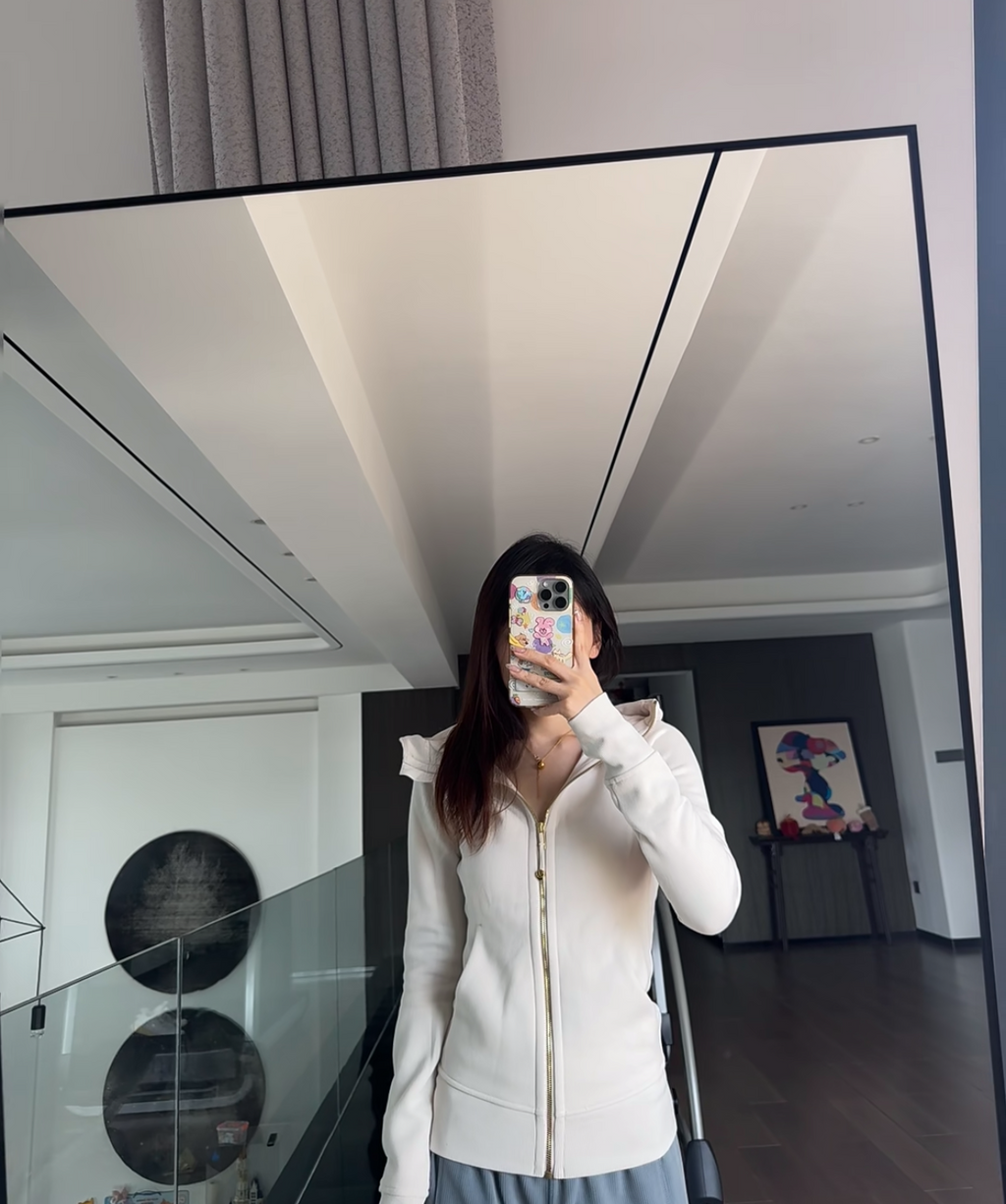 Women’s Slim Fit Thermal Fleece Hoodie 3D Ergonomic Jacket with Side Ribbed Panels Snatched Waist Workout Top for Gym, Yoga & Commute