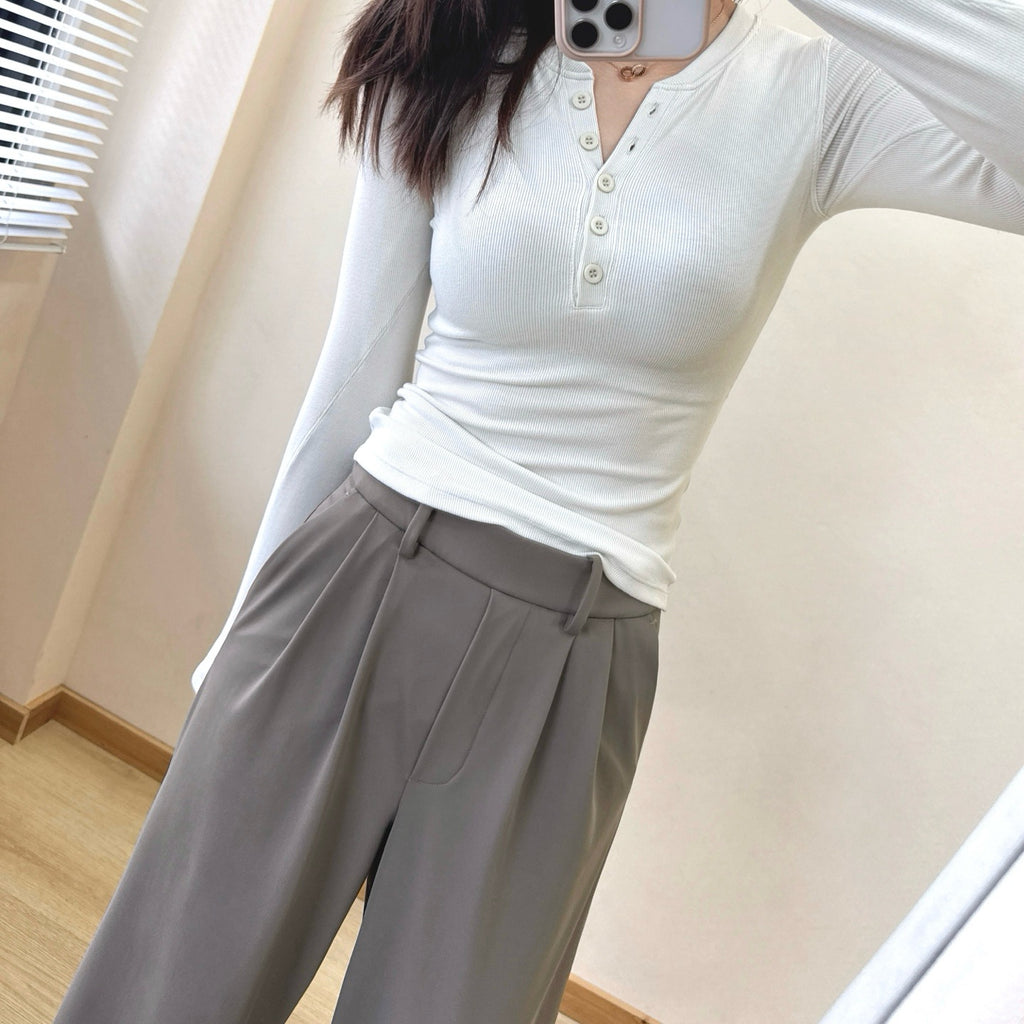 Hold Tight Modal Henley Shirt Slim Fit Yoga Fitness Sports Base Layer T Women's T-shirt