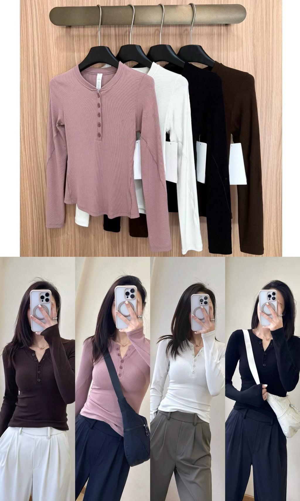 Hold Tight Modal Henley Shirt Slim Fit Yoga Fitness Sports Base Layer T Women's T-shirt