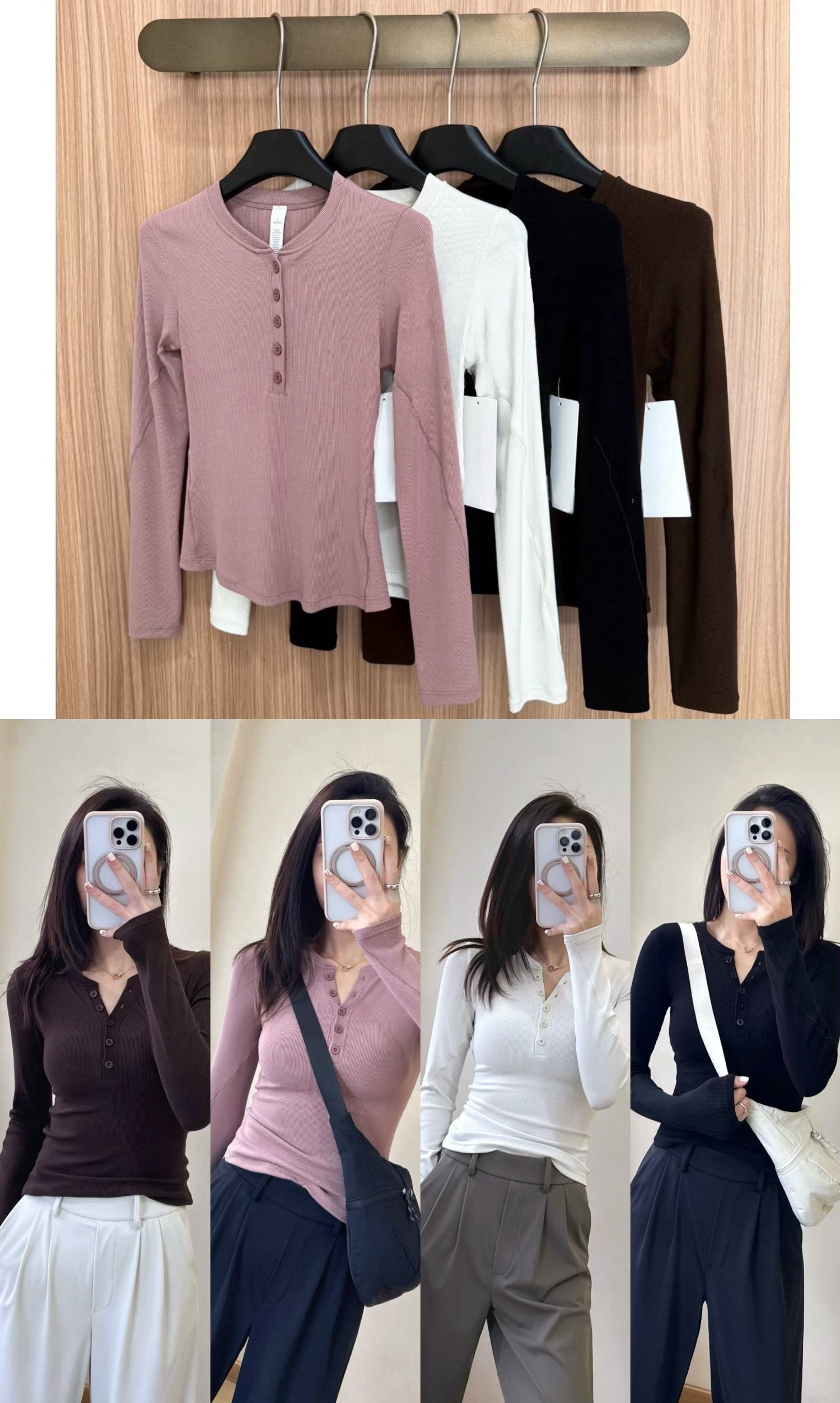 Hold Tight Modal Henley Shirt Slim Fit Yoga Fitness Sports Base Layer T Women's T-shirt