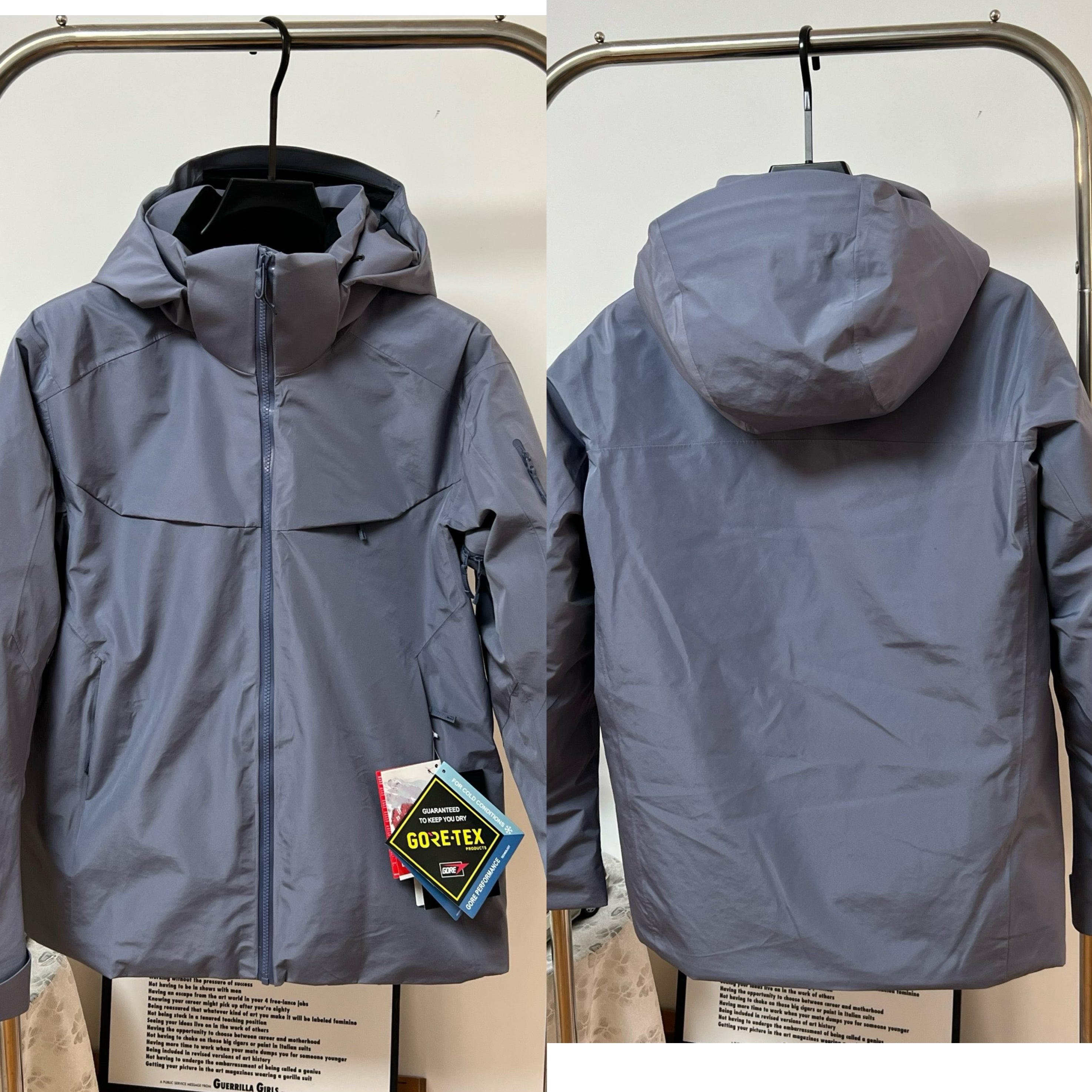 Unisex GORE-TEX Ski Down Jacket 750-Fill European Goose Down Waterproof Windproof Hooded Parka with Detachable Powder Skirt