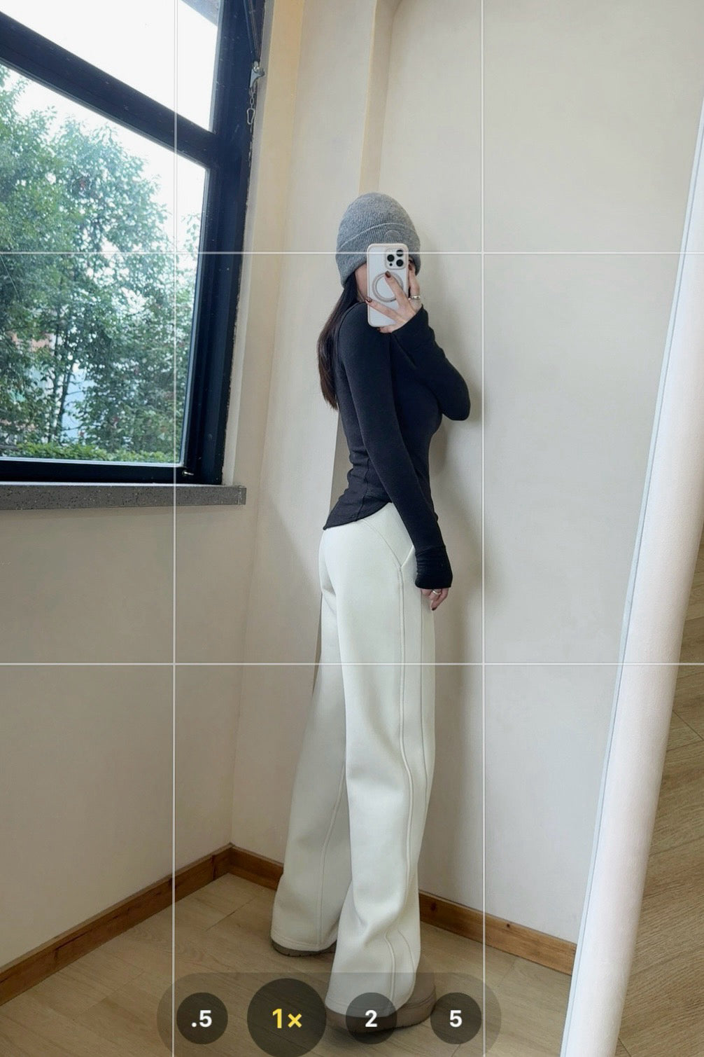 Scb Fleece-Lined High-Waisted Drawstring Wide-Leg Pants Warm Casual Versatile Slimming Autumn Winter Floor-Length Sweatpants 1266