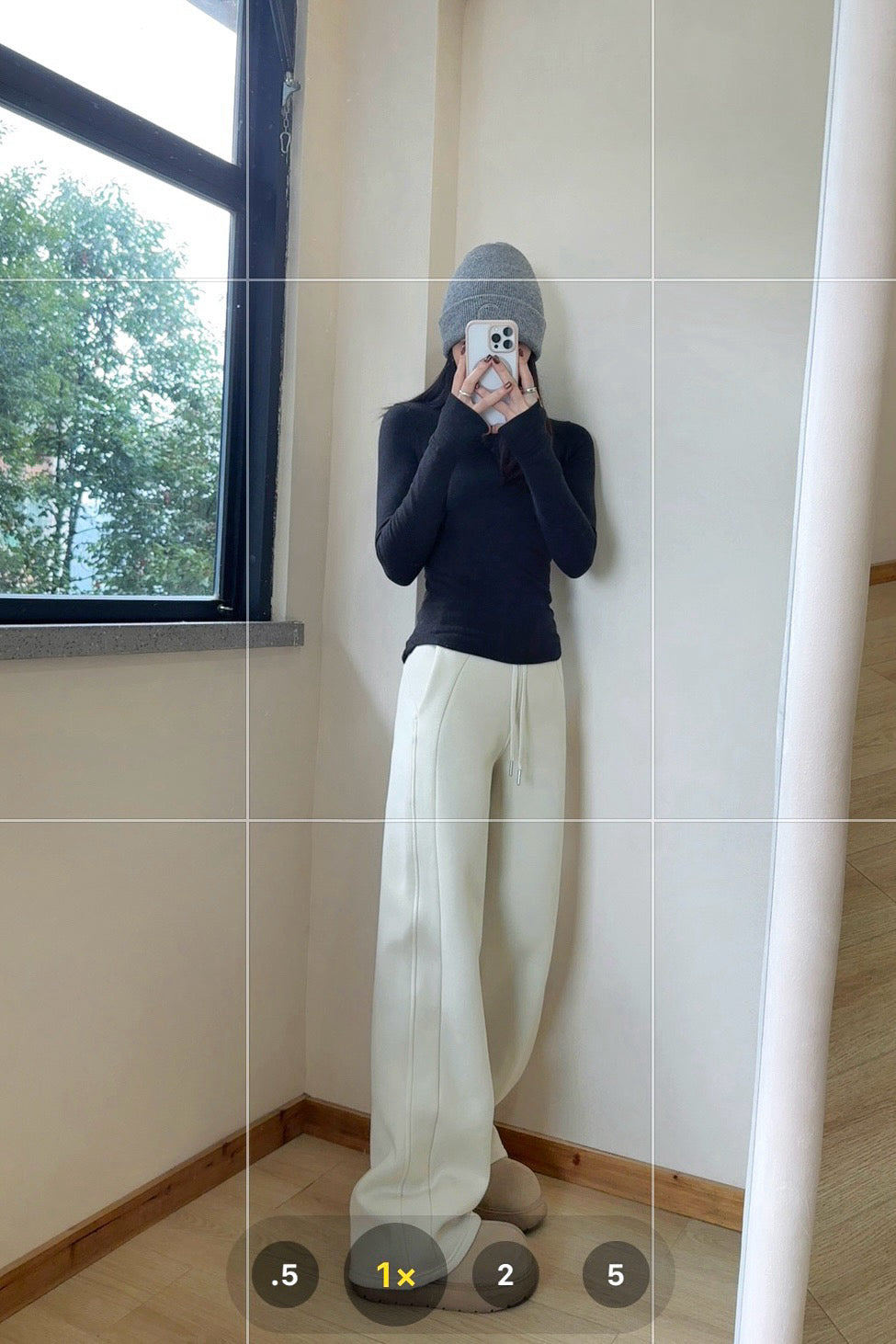 Scb Fleece-Lined High-Waisted Drawstring Wide-Leg Pants Warm Casual Versatile Slimming Autumn Winter Floor-Length Sweatpants 1266