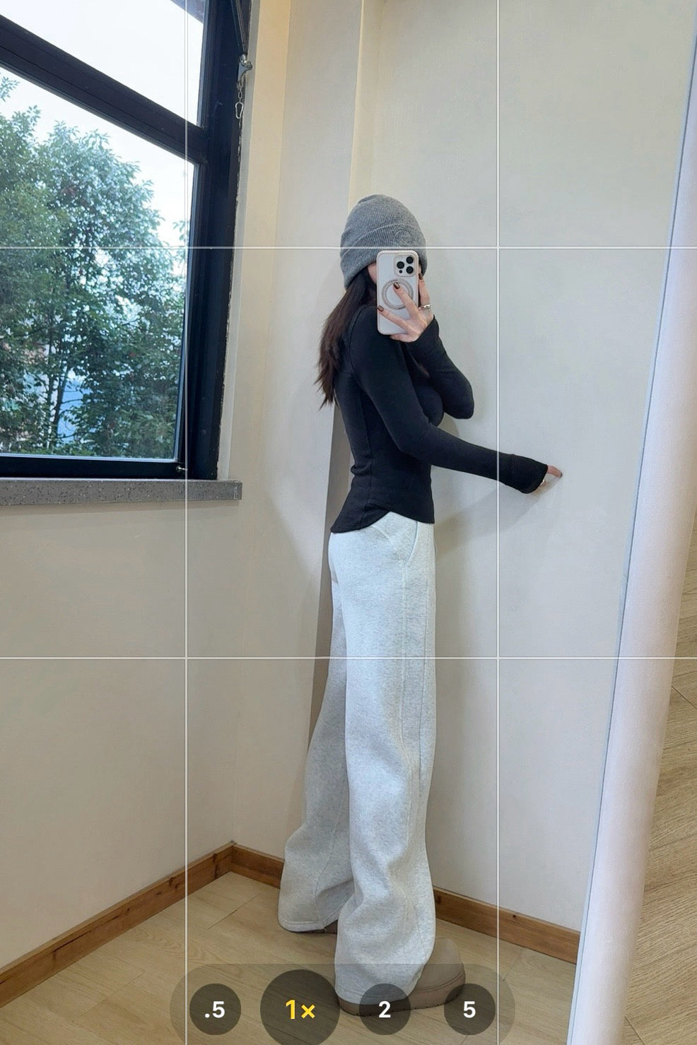 Scb Fleece-Lined High-Waisted Drawstring Wide-Leg Pants Warm Casual Versatile Slimming Autumn Winter Floor-Length Sweatpants 1266