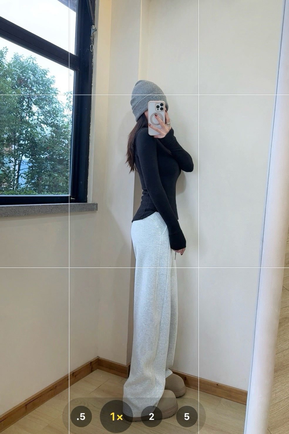 Scb Fleece-Lined High-Waisted Drawstring Wide-Leg Pants Warm Casual Versatile Slimming Autumn Winter Floor-Length Sweatpants 1266