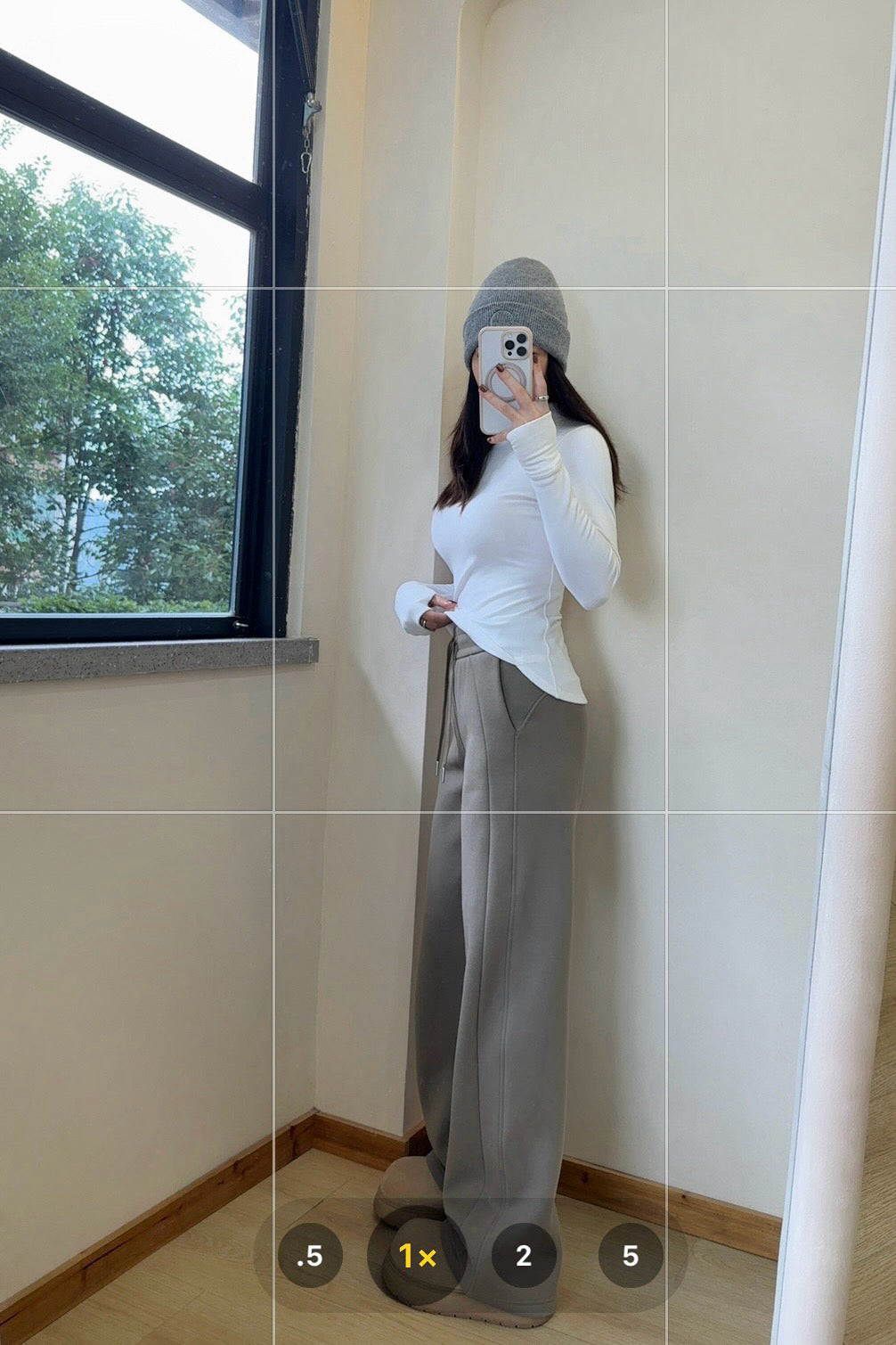 Scb Fleece-Lined High-Waisted Drawstring Wide-Leg Pants Warm Casual Versatile Slimming Autumn Winter Floor-Length Sweatpants 1266