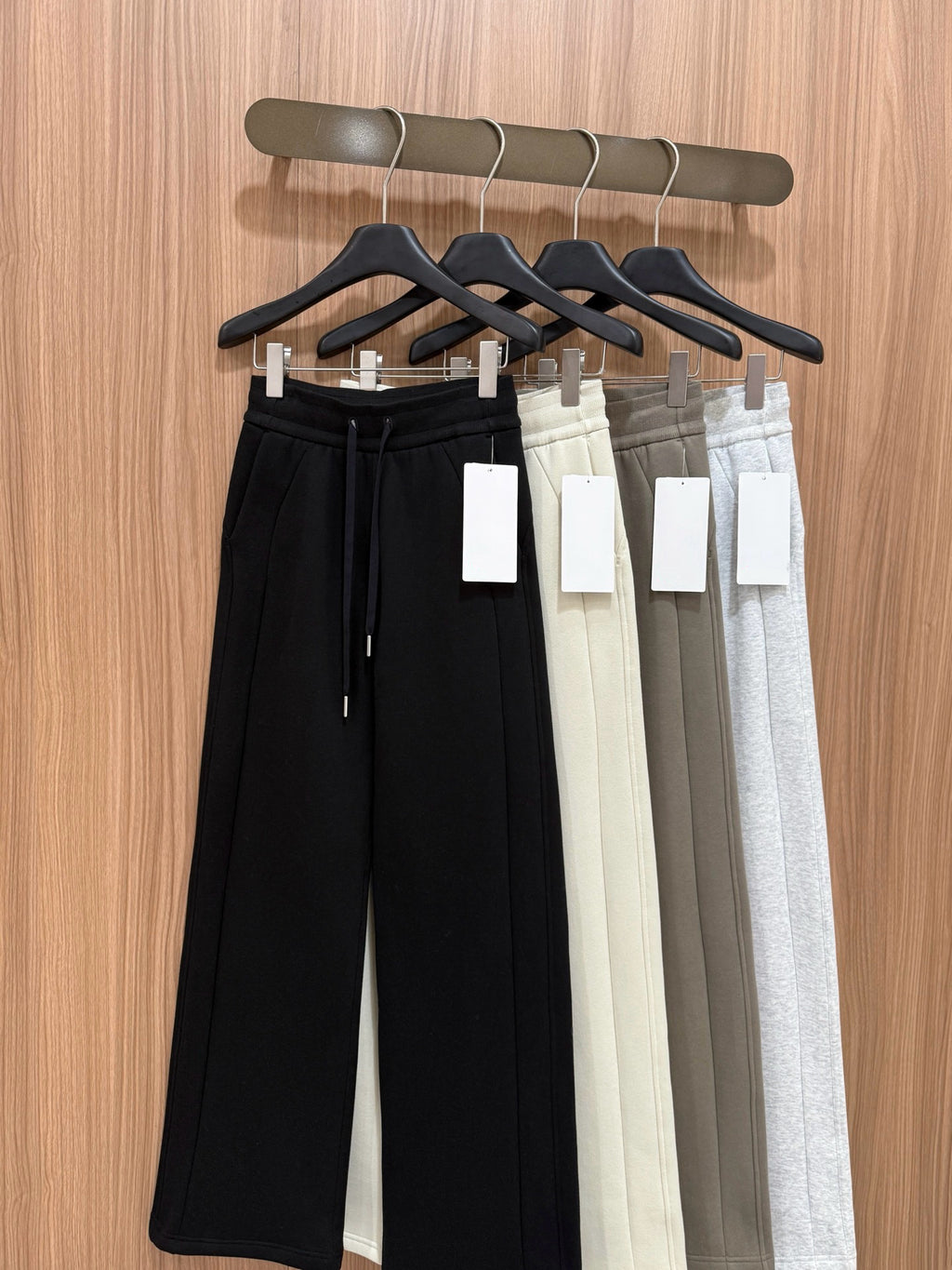 Scb Fleece-Lined High-Waisted Drawstring Wide-Leg Pants Warm Casual Versatile Slimming Autumn Winter Floor-Length Sweatpants 1266