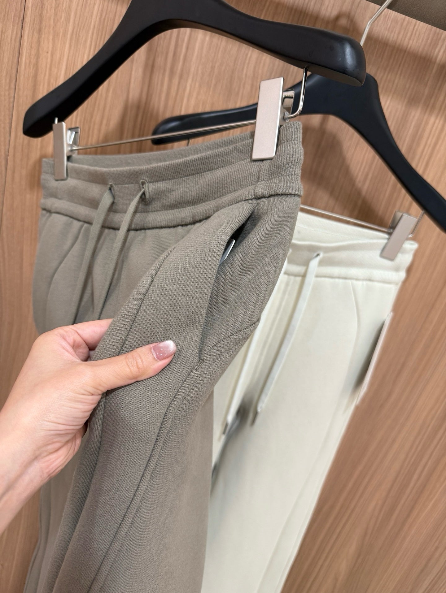 Scb Fleece-Lined High-Waisted Drawstring Wide-Leg Pants Warm Casual Versatile Slimming Autumn Winter Floor-Length Sweatpants 1266