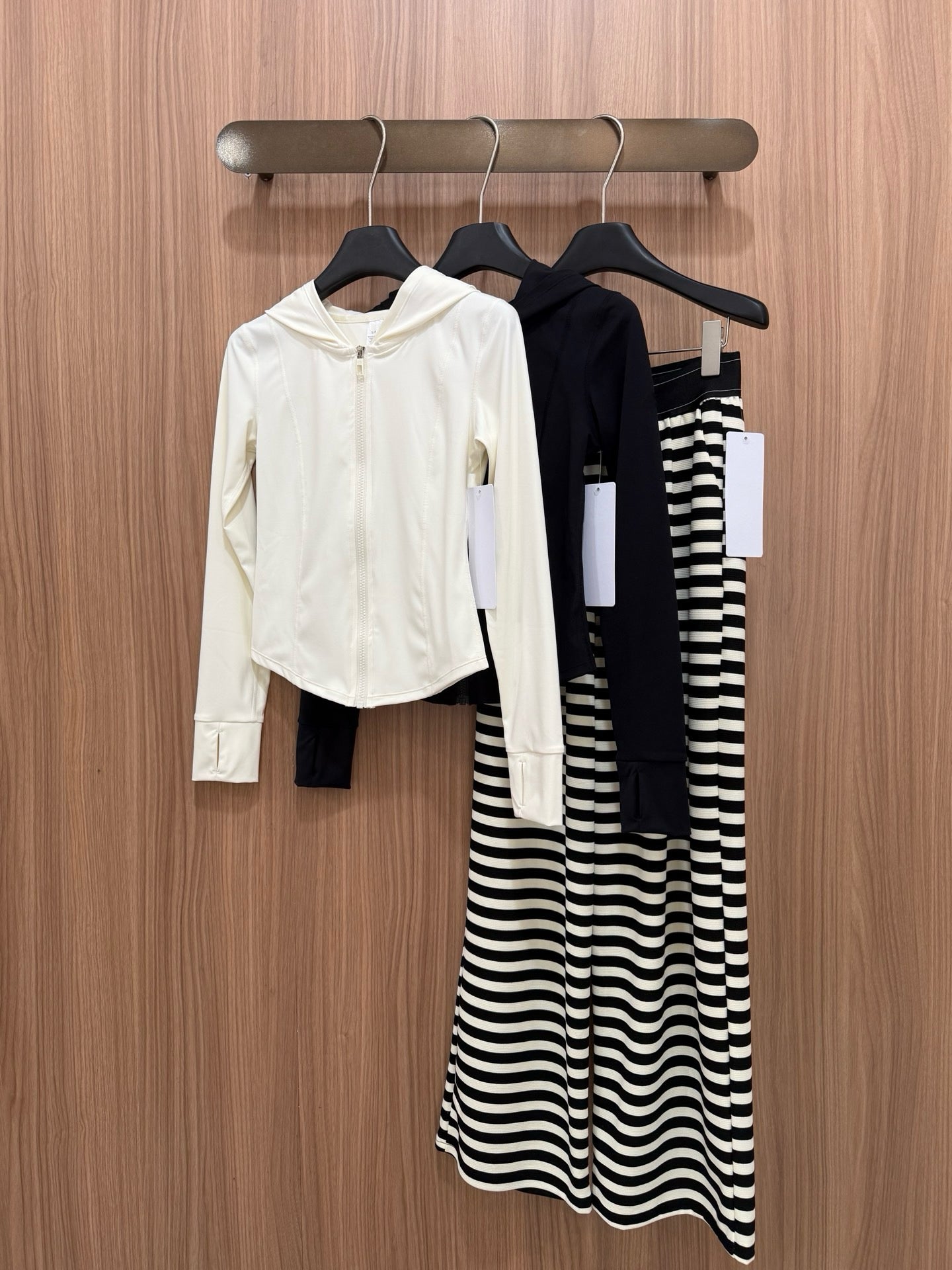 Yogo Effortless Chic Style Striped Wide-Leg Pants Draped Straight Knitted Slimming Versatile Elastic Waistband Casual Wide-Leg Pants