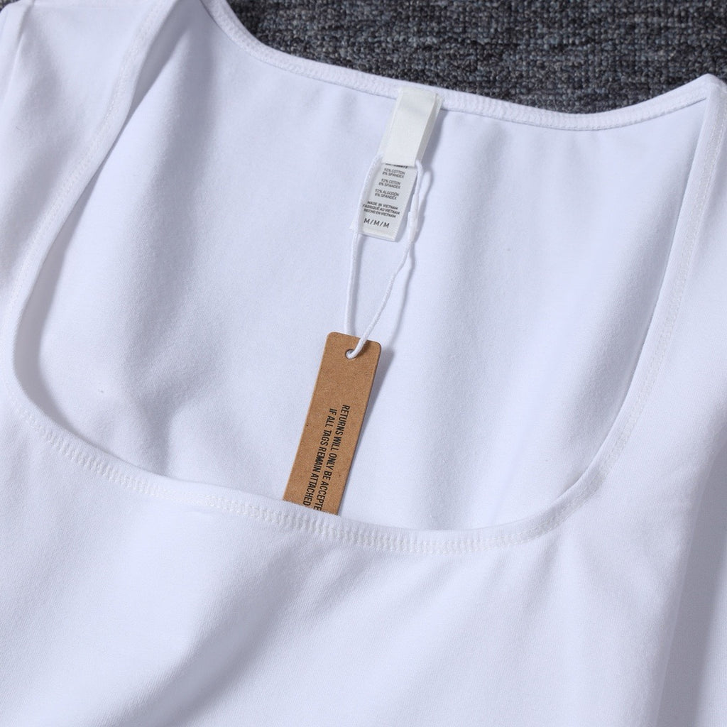 Long Sleeve Square Neck Cotton Top – Ballet-Core Style Ultra-Soft "Baby-Skin" Brushed Cotton Square Neck Tee