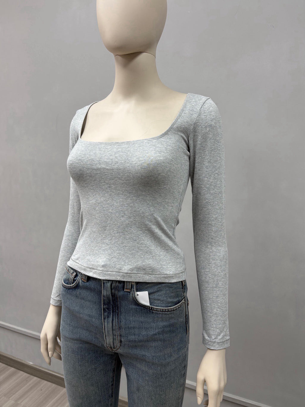Long Sleeve Square Neck Cotton Top – Ballet-Core Style Ultra-Soft "Baby-Skin" Brushed Cotton Square Neck Tee