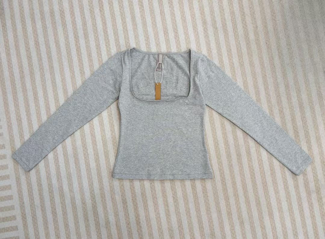 Long Sleeve Square Neck Cotton Top – Ballet-Core Style Ultra-Soft "Baby-Skin" Brushed Cotton Square Neck Tee