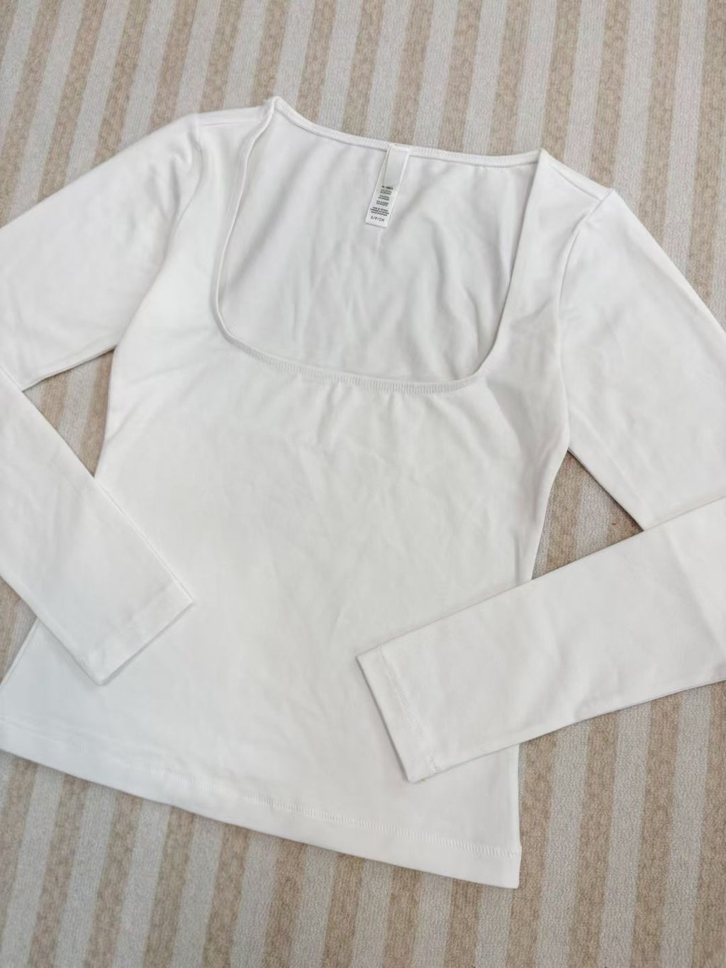 Long Sleeve Square Neck Cotton Top – Ballet-Core Style Ultra-Soft "Baby-Skin" Brushed Cotton Square Neck Tee