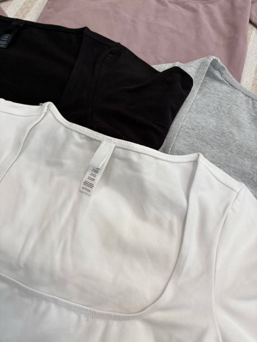 Long Sleeve Square Neck Cotton Top – Ballet-Core Style Ultra-Soft "Baby-Skin" Brushed Cotton Square Neck Tee