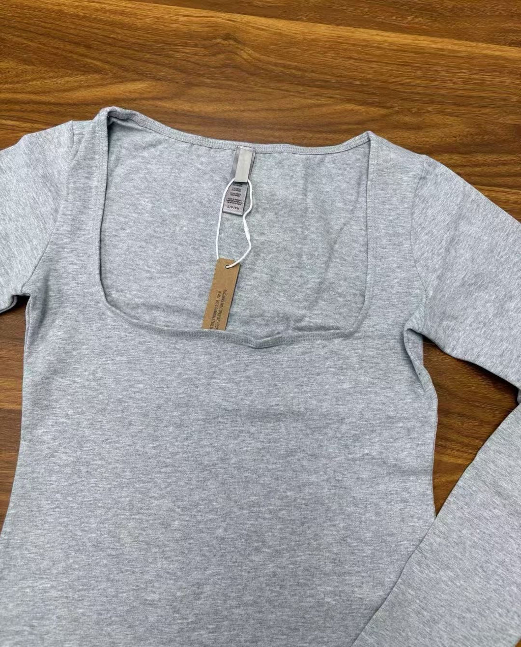 Long Sleeve Square Neck Cotton Top – Ballet-Core Style Ultra-Soft "Baby-Skin" Brushed Cotton Square Neck Tee