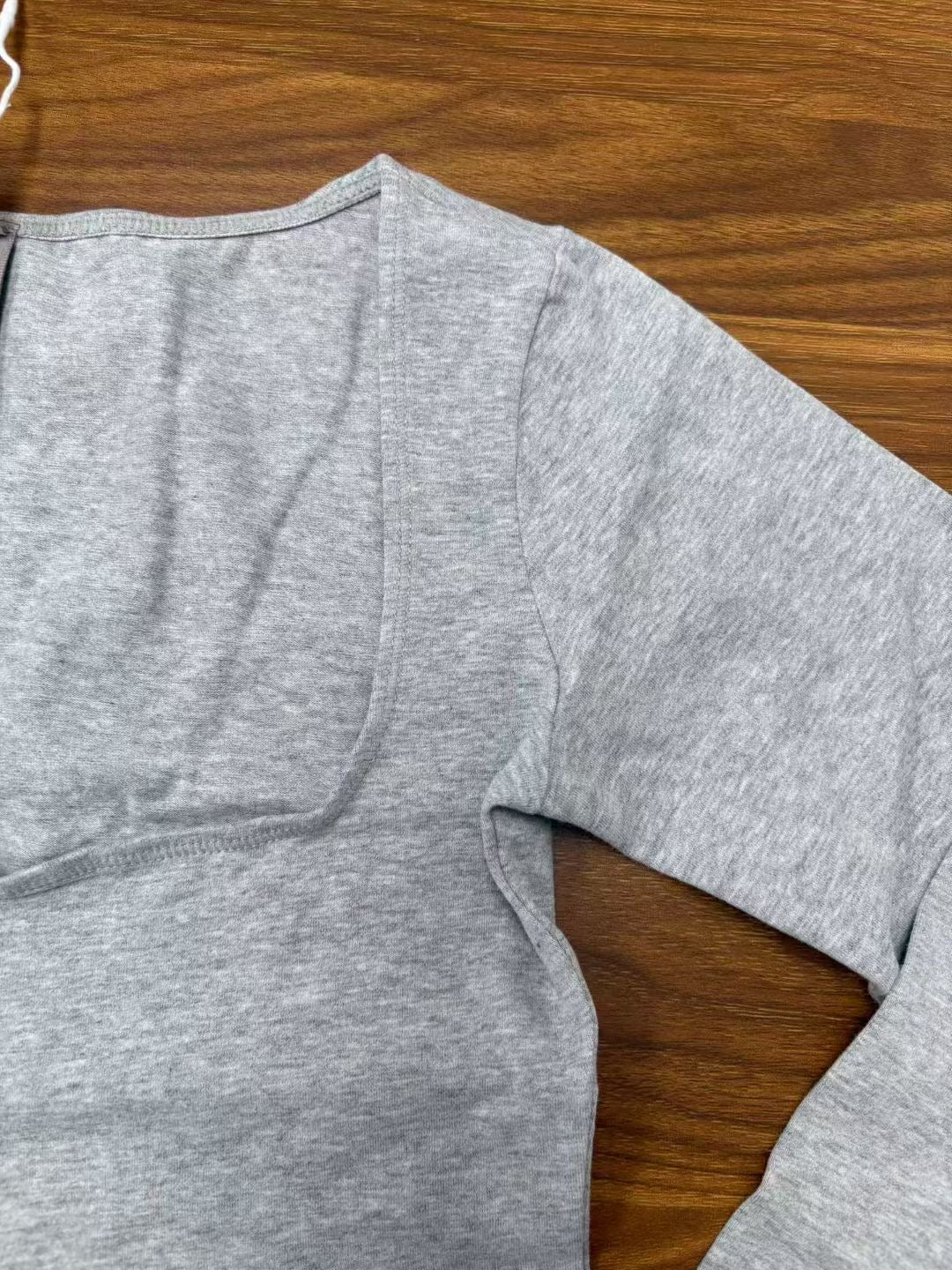 Long Sleeve Square Neck Cotton Top – Ballet-Core Style Ultra-Soft "Baby-Skin" Brushed Cotton Square Neck Tee