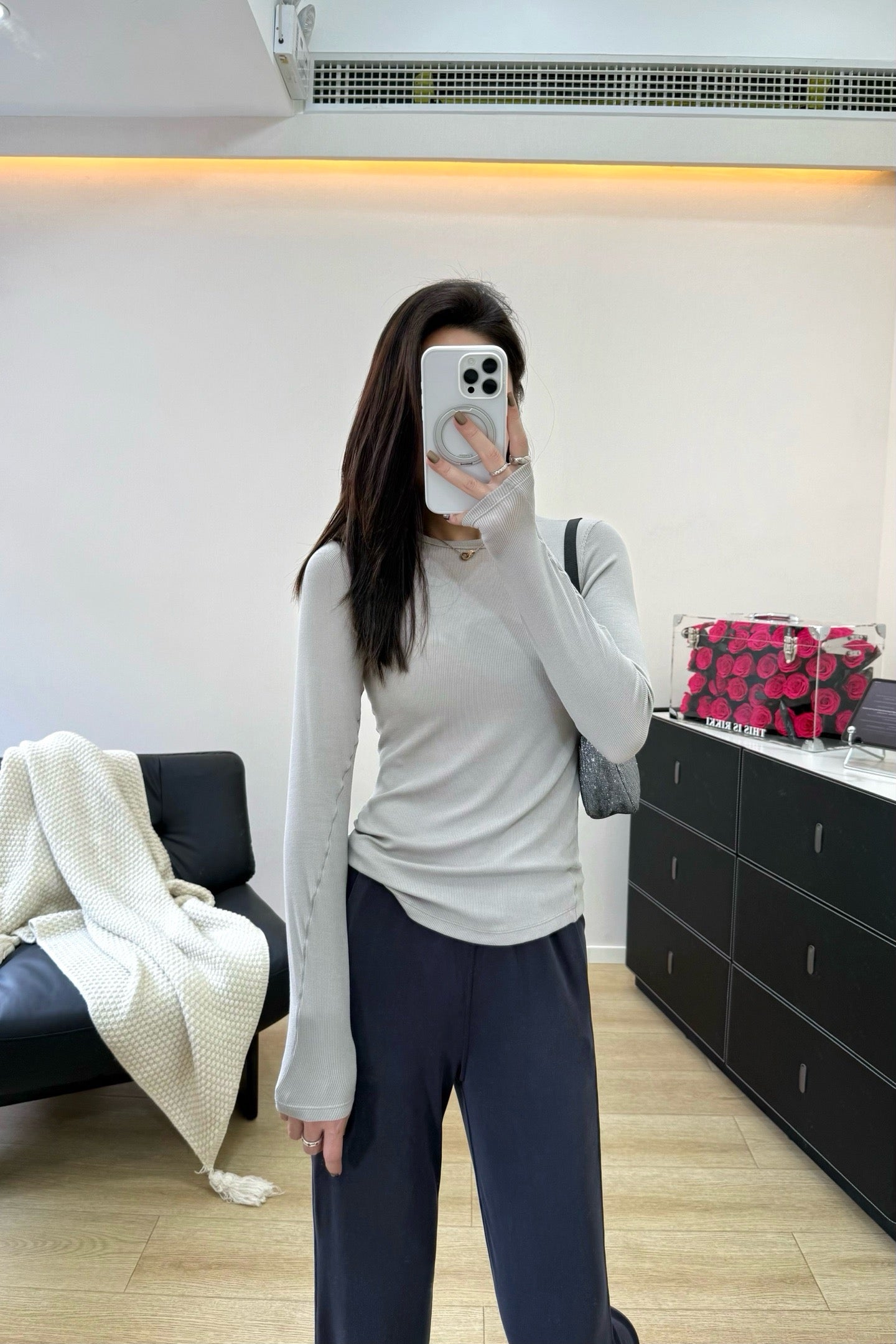 Women's Tencel Modal Long Sleeve Top Soft Breathable Casual All-Season Slim Fit