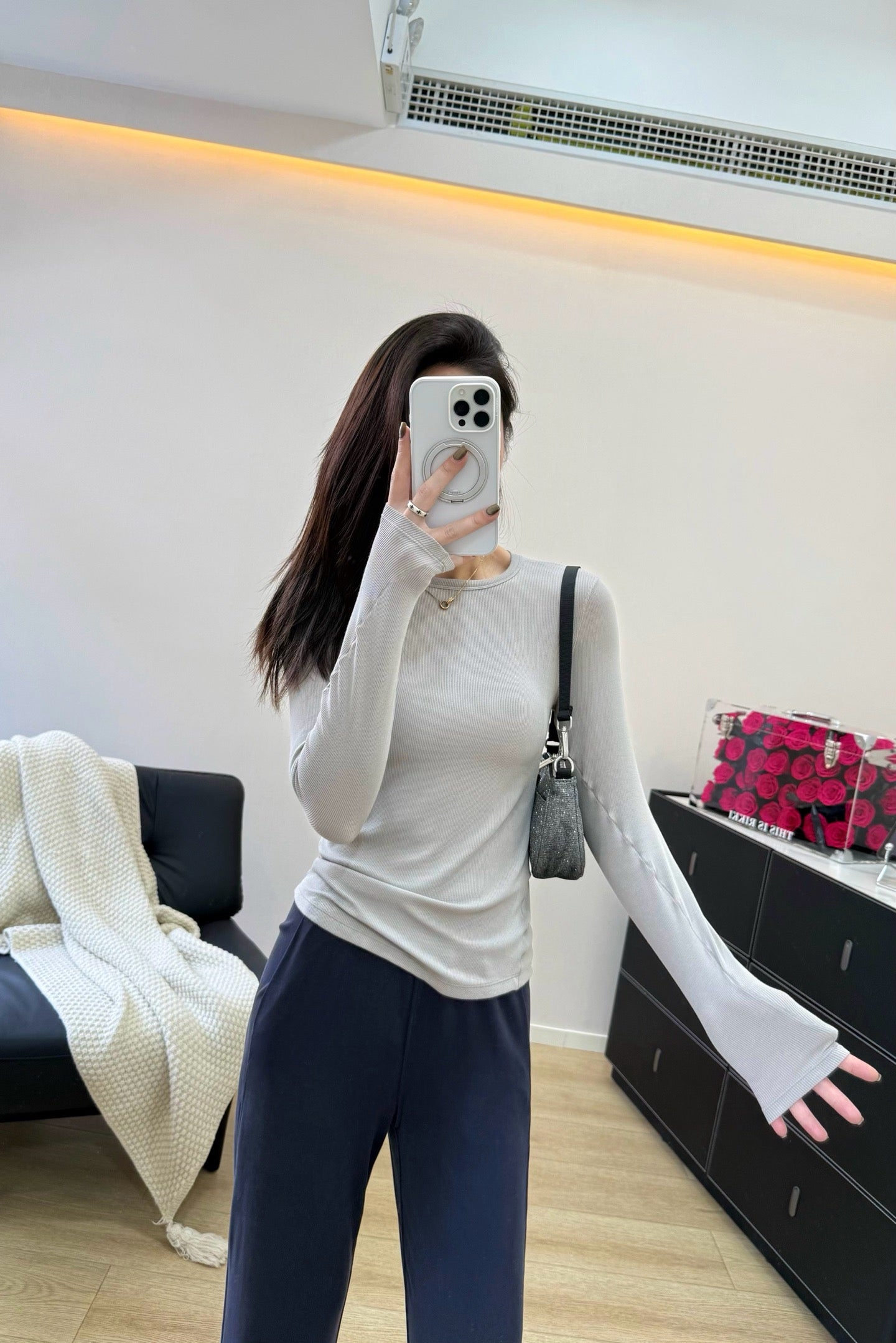 Women's Tencel Modal Long Sleeve Top Soft Breathable Casual All-Season Slim Fit