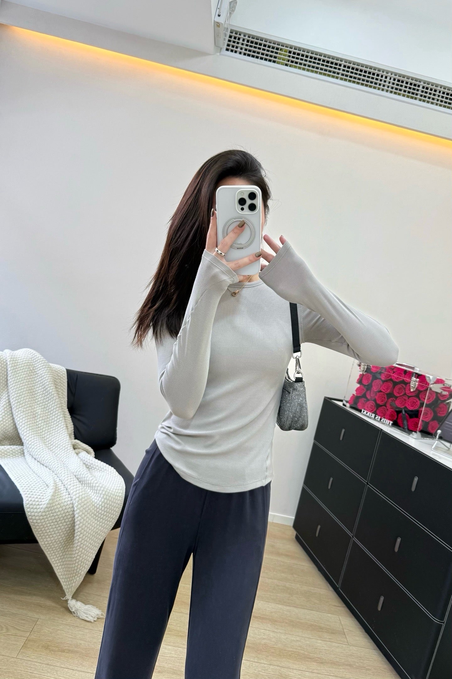 Women's Tencel Modal Long Sleeve Top Soft Breathable Casual All-Season Slim Fit