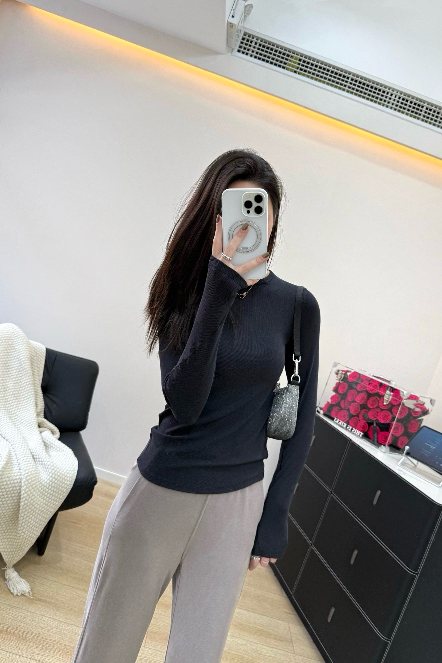 Women's Tencel Modal Long Sleeve Top Soft Breathable Casual All-Season Slim Fit