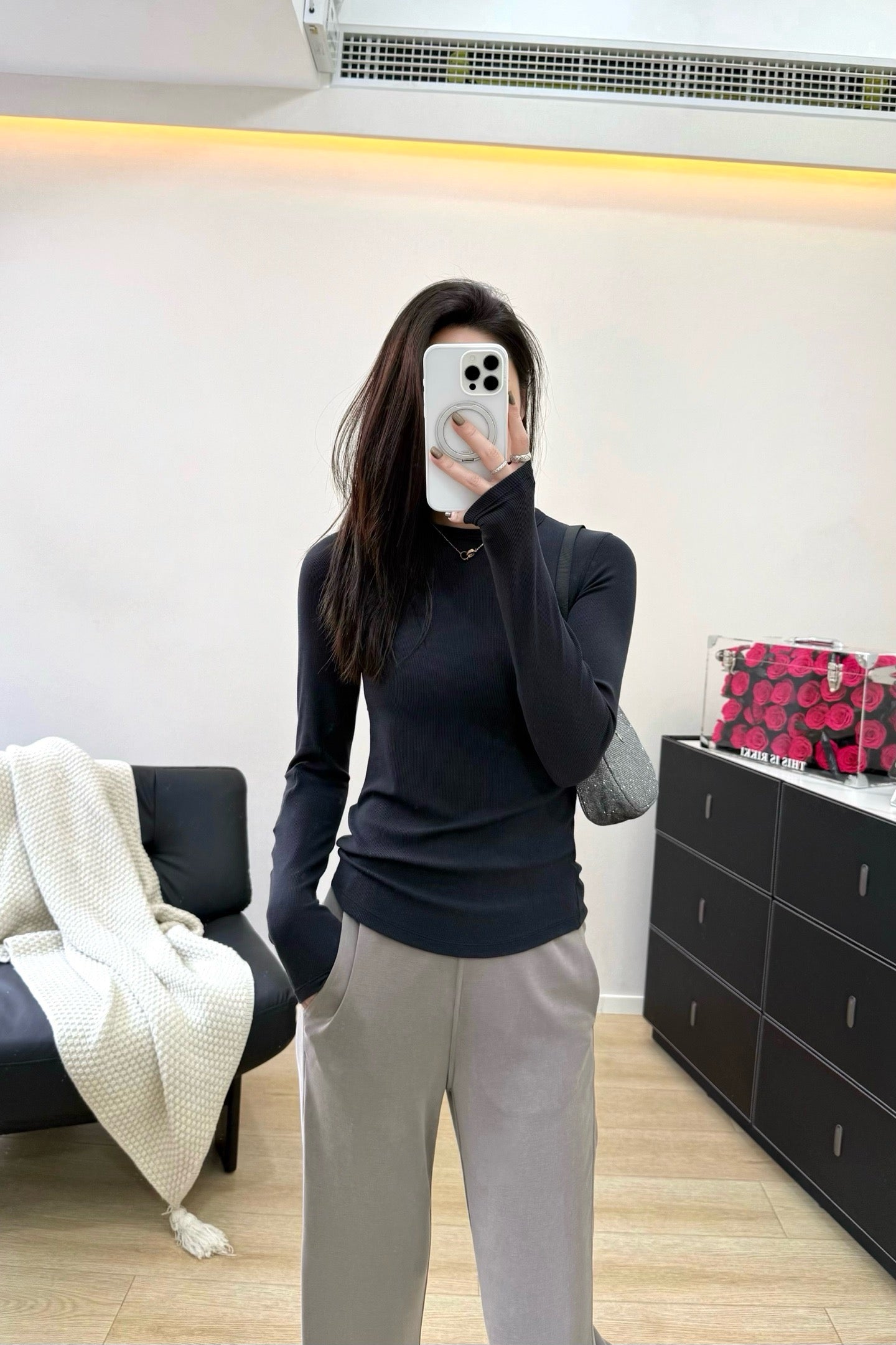Women's Tencel Modal Long Sleeve Top Soft Breathable Casual All-Season Slim Fit
