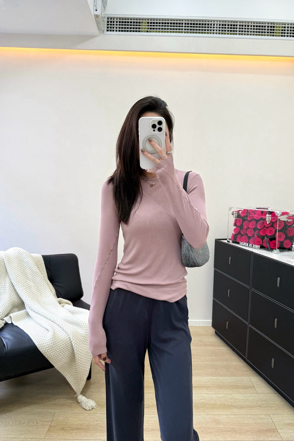 Women's Tencel Modal Long Sleeve Top Soft Breathable Casual All-Season Slim Fit