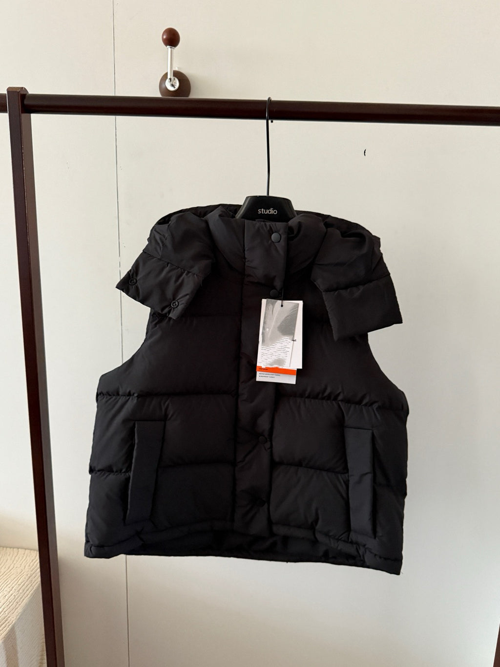 Winter Wund Puff Duck Down Four-Grid Vest Down Jacket Puff Hooded Short Coat for Women