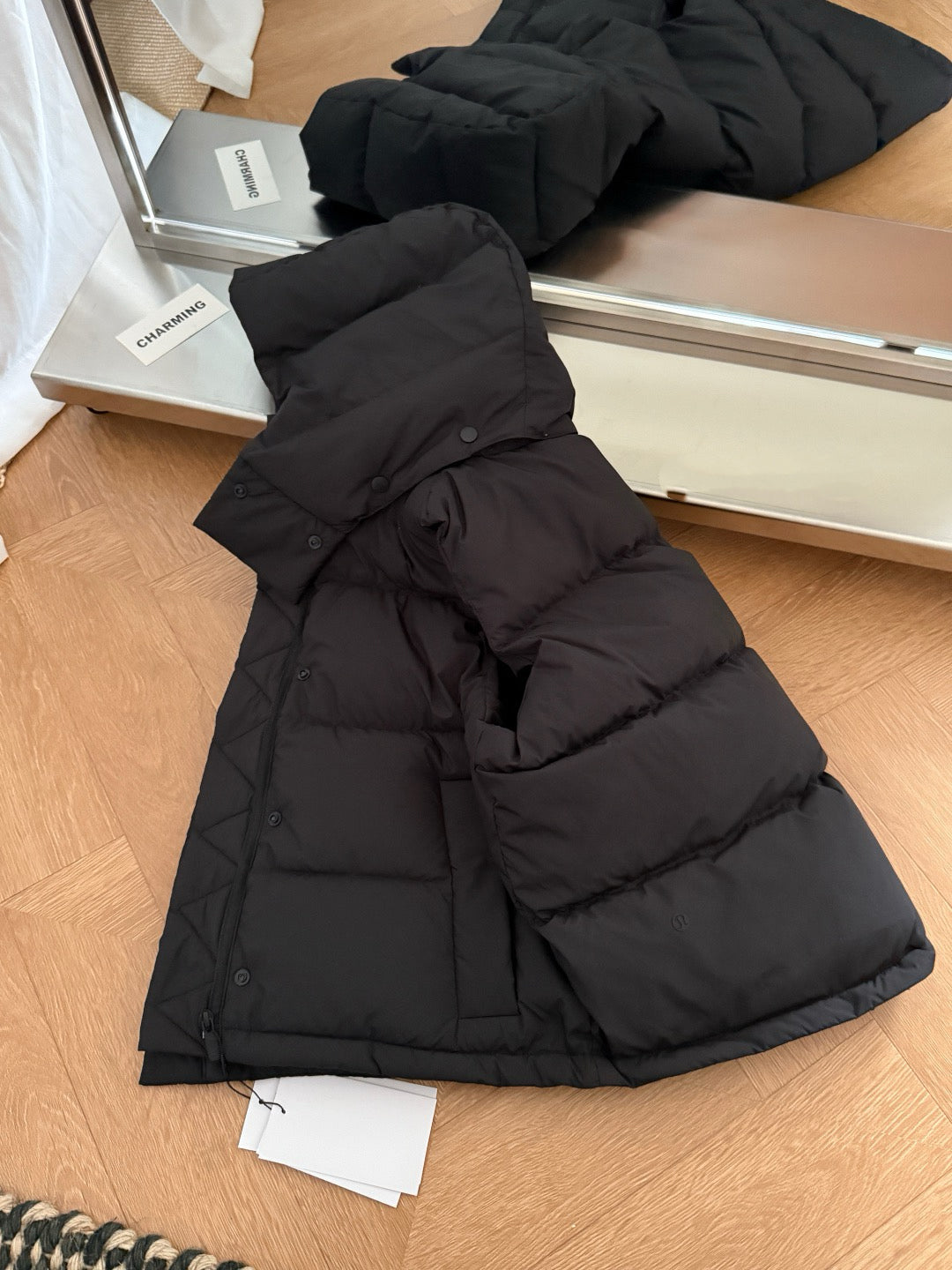 Winter Wund Puff Duck Down Four-Grid Vest Down Jacket Puff Hooded Short Coat for Women